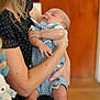 Kaya is registered to the contest to win money with this photo: baby, sleeping, woman, holding, indoor, blue_clothing, bow_tie, arm, skin, portrait, peaceful, tenderness, person, child, infant, close_up, love, care, human, face