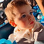 Steylor a rejoint le concours — aidez-le/la à gagner de superbes lots ! child, toddler, blue_balls, white_balls, ball_pit, indoor, soft_light, close_up, cute, face, sweater, button, curly_hair, play_area, person, portrait, focus, background_blur, young_child, casual_clothing