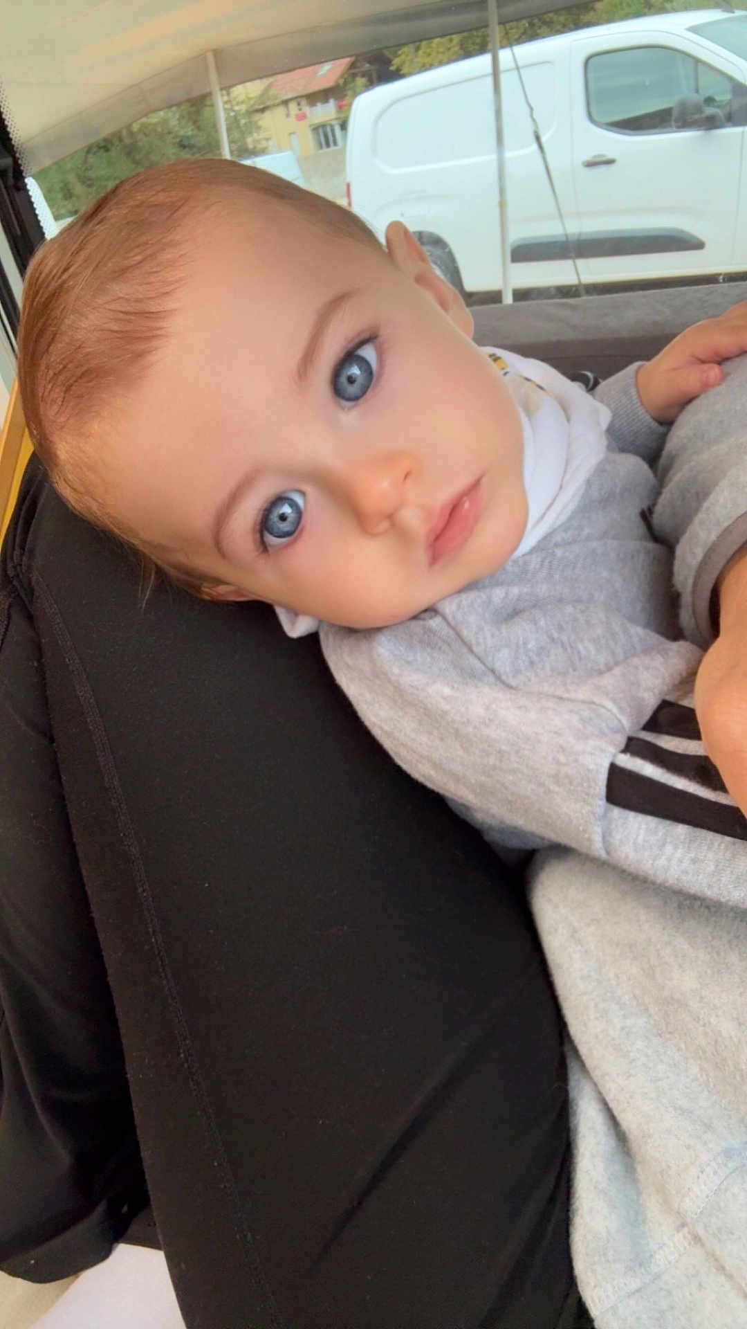 Steylor a rejoint le concours — aidez-le/la à gagner de superbes lots ! baby, child, blue_eyes, face, person, clothing, sitting, window, vehicle, car_seat, lap, hand, outdoor, van, casual_wear, portrait, cute, young_child, skin, head