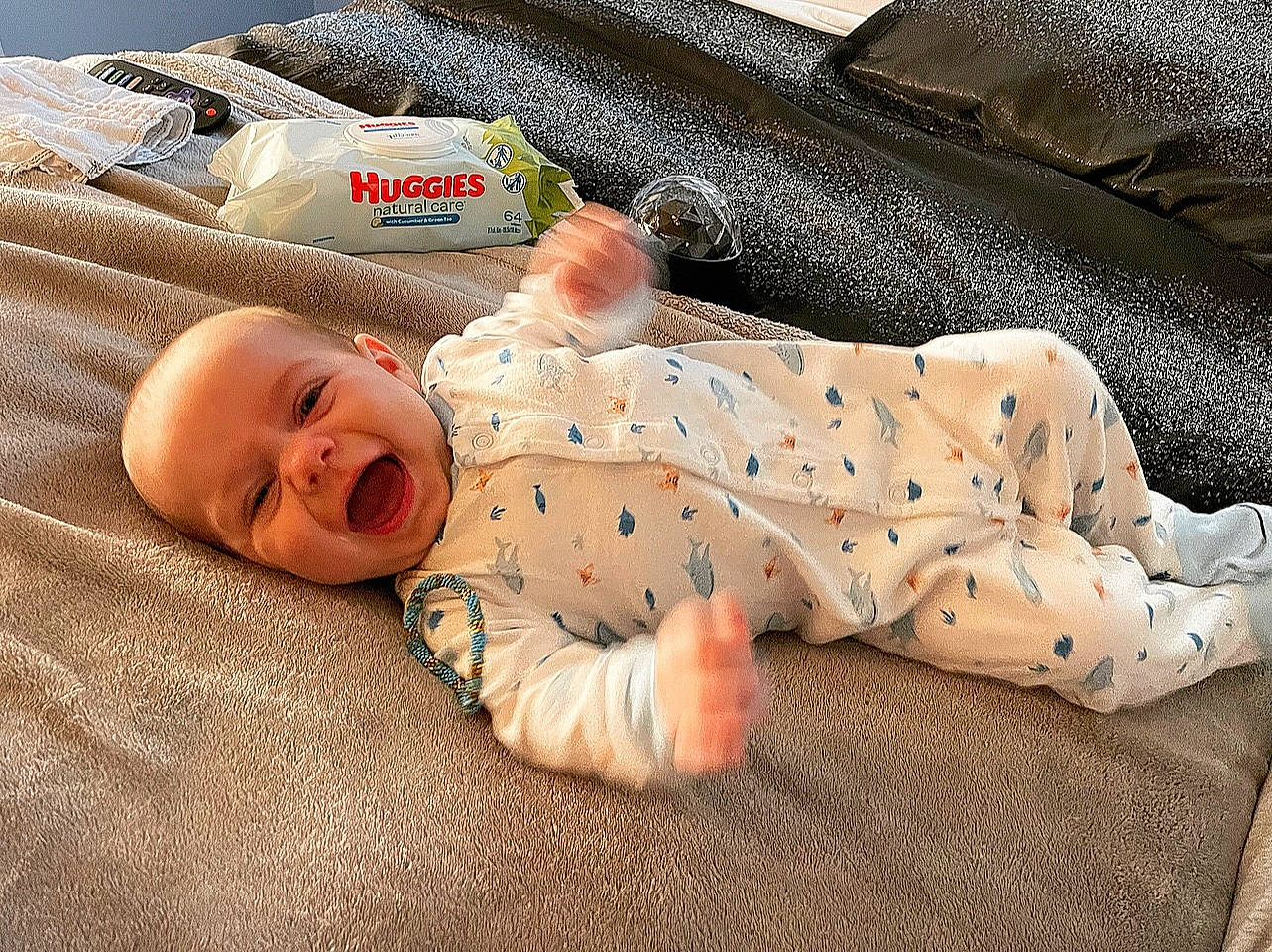 Damon joined the competition — help win amazing prizes! baby, baby_toddler_clothing, bedtime, child, collar, comfort, flooring, foot, grass, linens, pattern, person, room, sitting, skin, sleep, sleeve, smile, textile, toddler