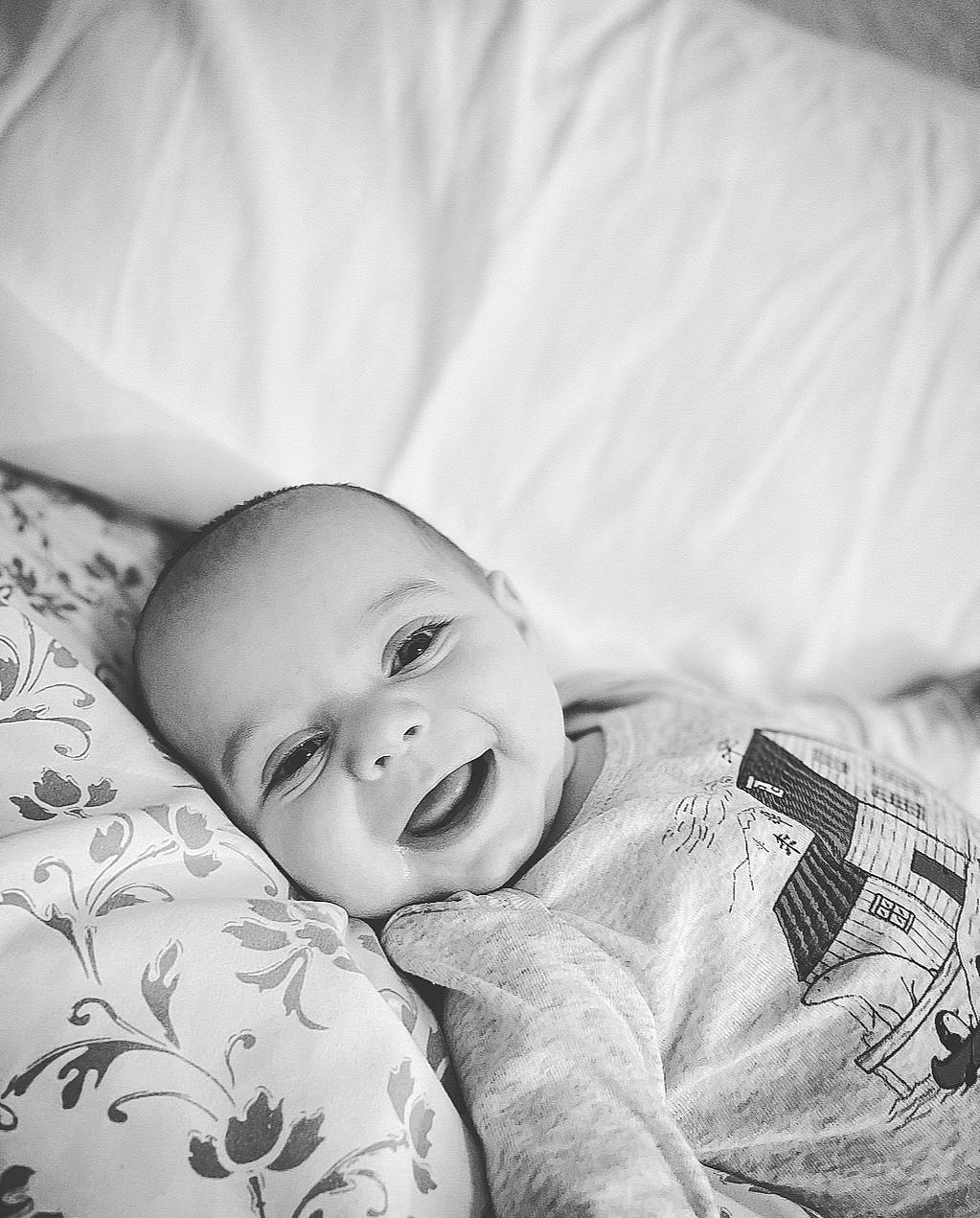 Damon joined the competition — help win amazing prizes! baby, baby_toddler_clothing, bedtime, cheek, child, comfort, eyebrow, flash_photography, fun, happy, head, iris, linens, monochrome, monochrome_photography, person, portrait_photography, sitting, sleeve, smile