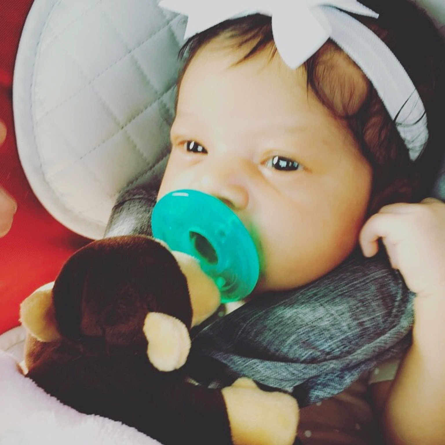 Emiliana joined the competition — help win amazing prizes! black_hair, cheek, child, girl, hair_accessory, headgear, infant, mouth, nose, product, skin, smile, toddler