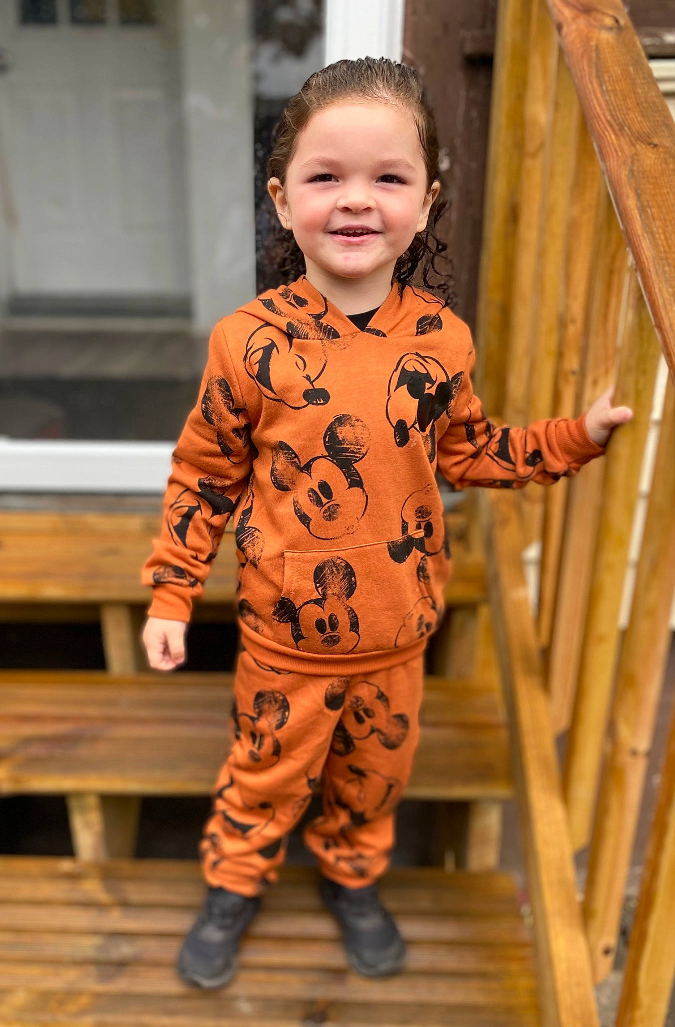 River joined the competition — help win amazing prizes! baby, baby_toddler_clothing, child, eye, face, fashion_design, flooring, fun, fur, happy, hardwood, joy, pattern, peach, person, portrait_photography, sitting, sleeve, smile, standing