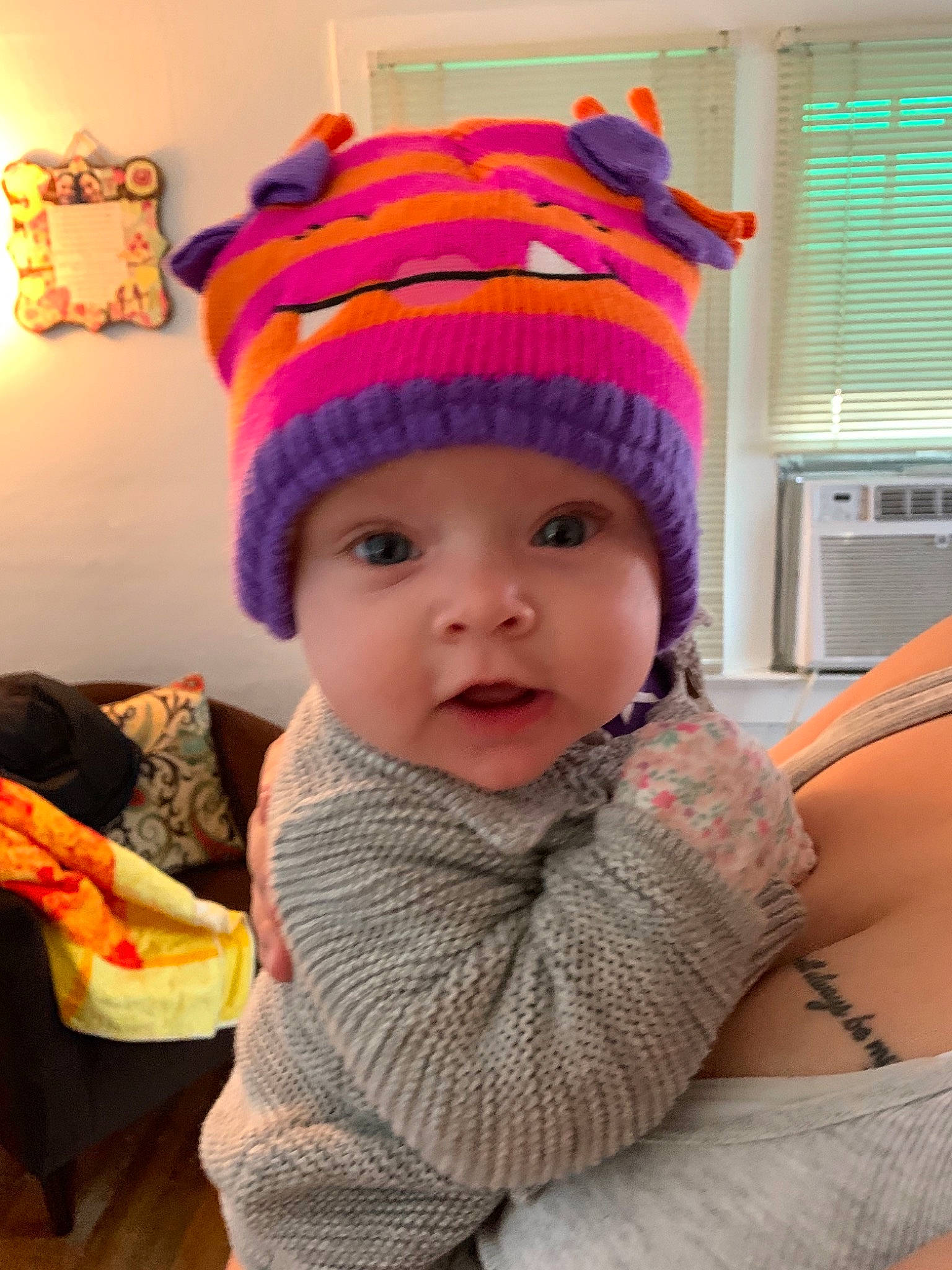 Elina joined the competition — help win amazing prizes! baby, beanie, bonnet, cap, cheek, child, clothing, crochet, ear, fashion_accessory, hat, headgear, knit_cap, knitting, person, toddler, wool