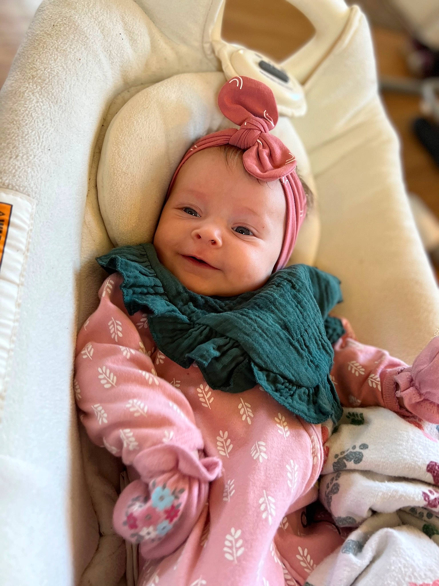 Sloan joined the competition — help win amazing prizes! arm, baby, baby_safety, baby_sleeping, baby_toddler_clothing, cheek, child, chin, comfort, eye, eyelash, face, finger, hand, head, human_body, iris, person, pink, skin