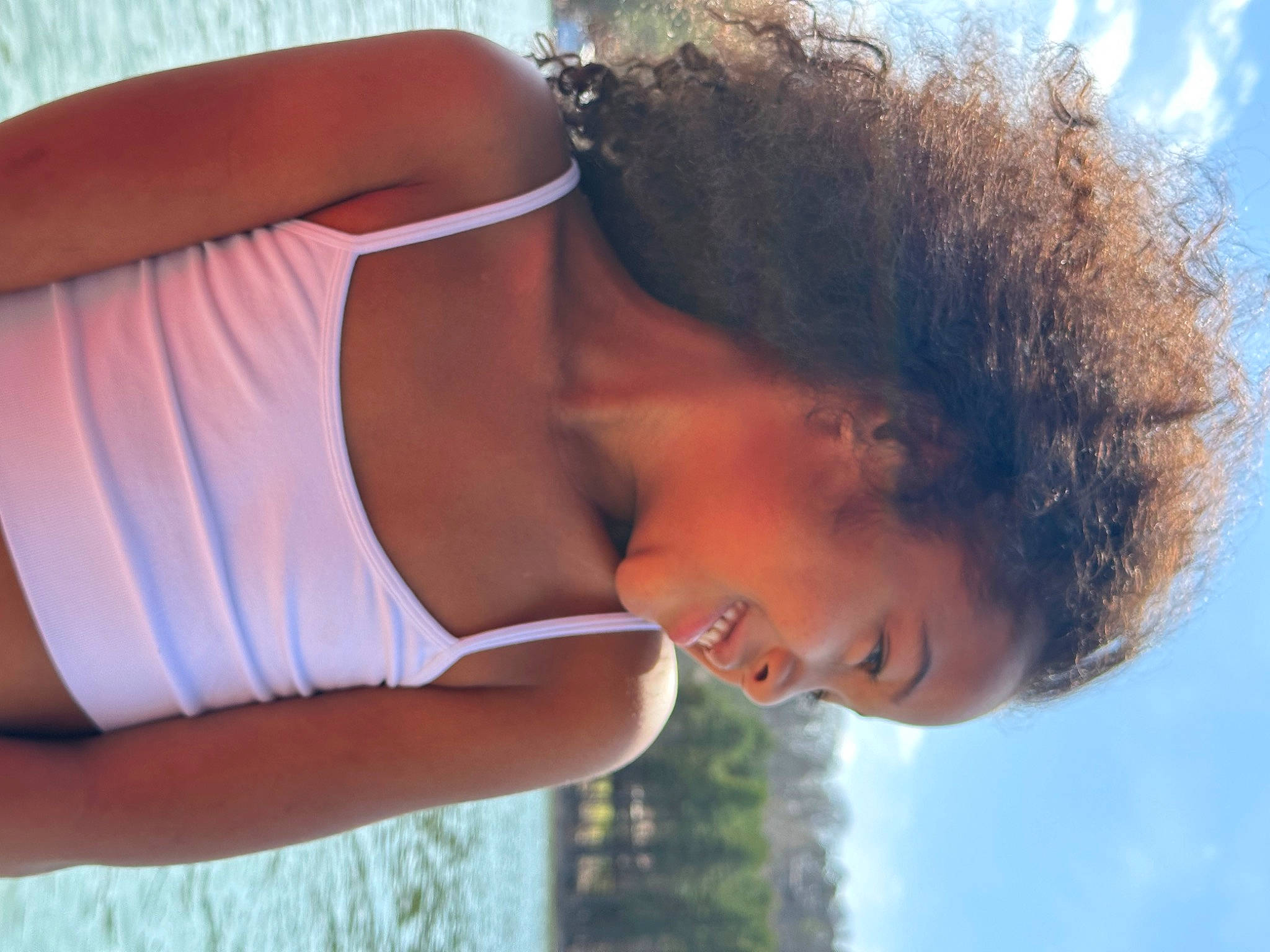 Ariya is registered to the contest to win money with this photo: beauty, black_hair, brown_hair, elbow, electric_blue, flash_photography, gesture, grass, happy, human_leg, jaw, leisure, people_in_nature, person, shoulder, sky, smile, summer, sunlight, tree