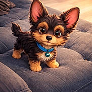 Meeko is registered to the contest to win money with this photo: adorable, animal, blue_collar, cartoon, couch, cute, digital_art, dog, ears, eyes, floor, fur, furniture, home, indoor, living_room, pet, puppy, small_dog, toy