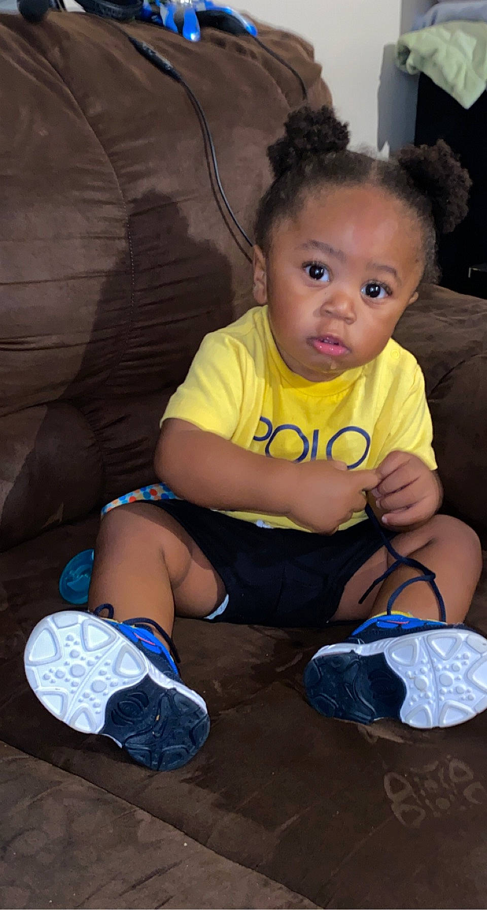 Quincy joined the competition — help win amazing prizes! baby_toddler_clothing, cool, electric_blue, finger, fun, happy, head, human, human_leg, iris, leg, mouth, person, sitting, skin, sneakers, standing, t_shirt, thigh, toddler