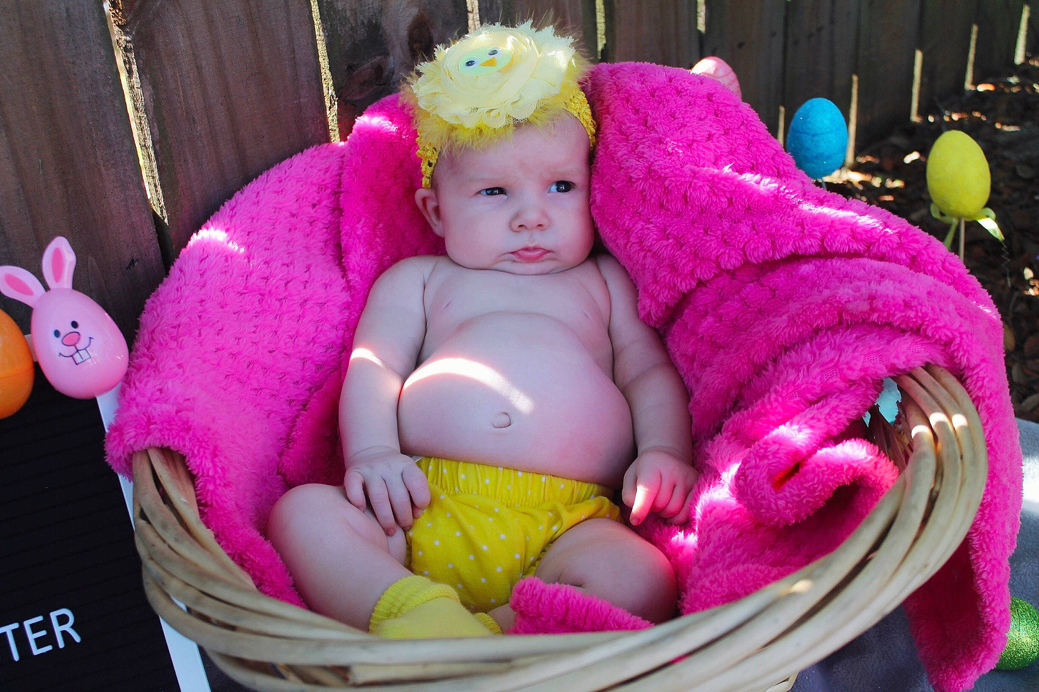 Scarlett joined the competition — help win amazing prizes! baby, baby_products, baby_toys, child, ear, magenta, person, pink, product, skin, smile, stuffed_toy, toddler