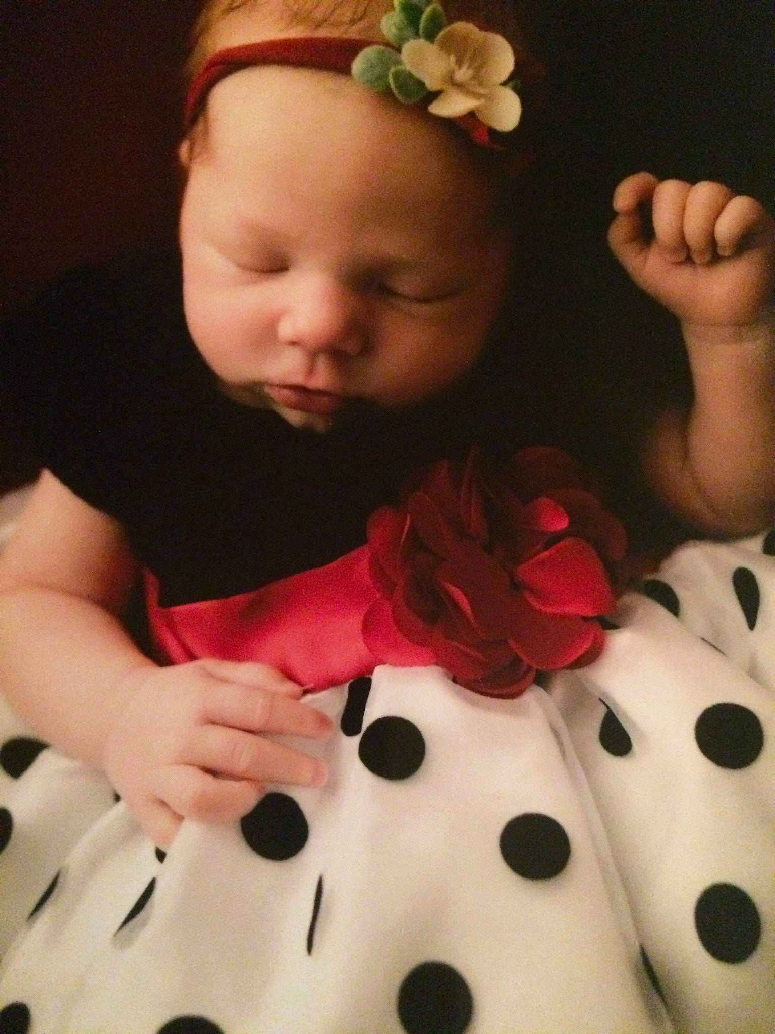 Ava-leigh is registered to the contest to win money with this photo: baby, cheek, child, design, finger, hair_accessory, pattern, person, pink, polka_dot, toddler