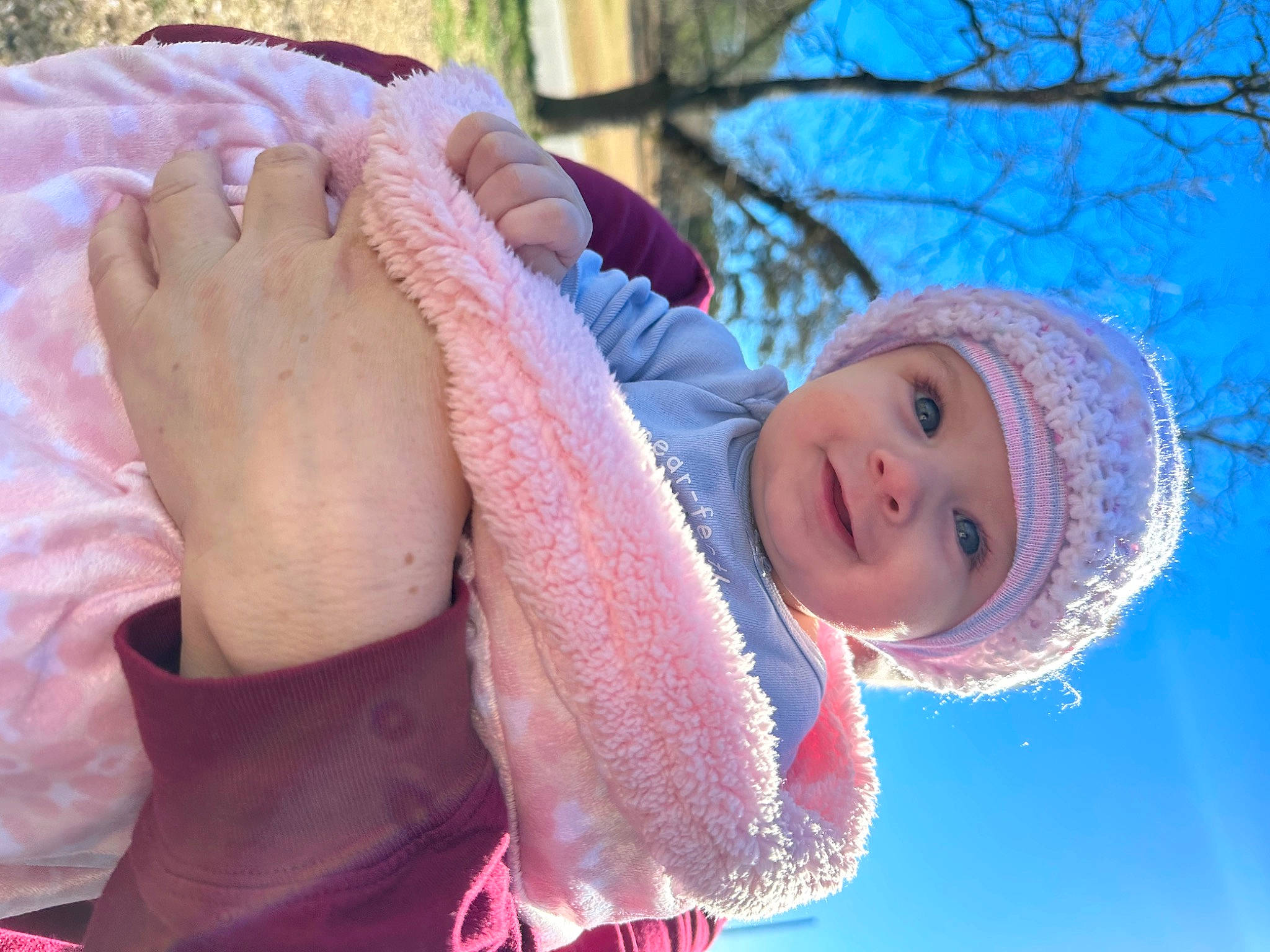 Haizley is registered to the contest to win money with this photo: baby, child, fun, gesture, grass, happy, headwear, human_body, leisure, nail, people_in_nature, person, pink, plant, recreation, skin, sky, smile, textile, toddler