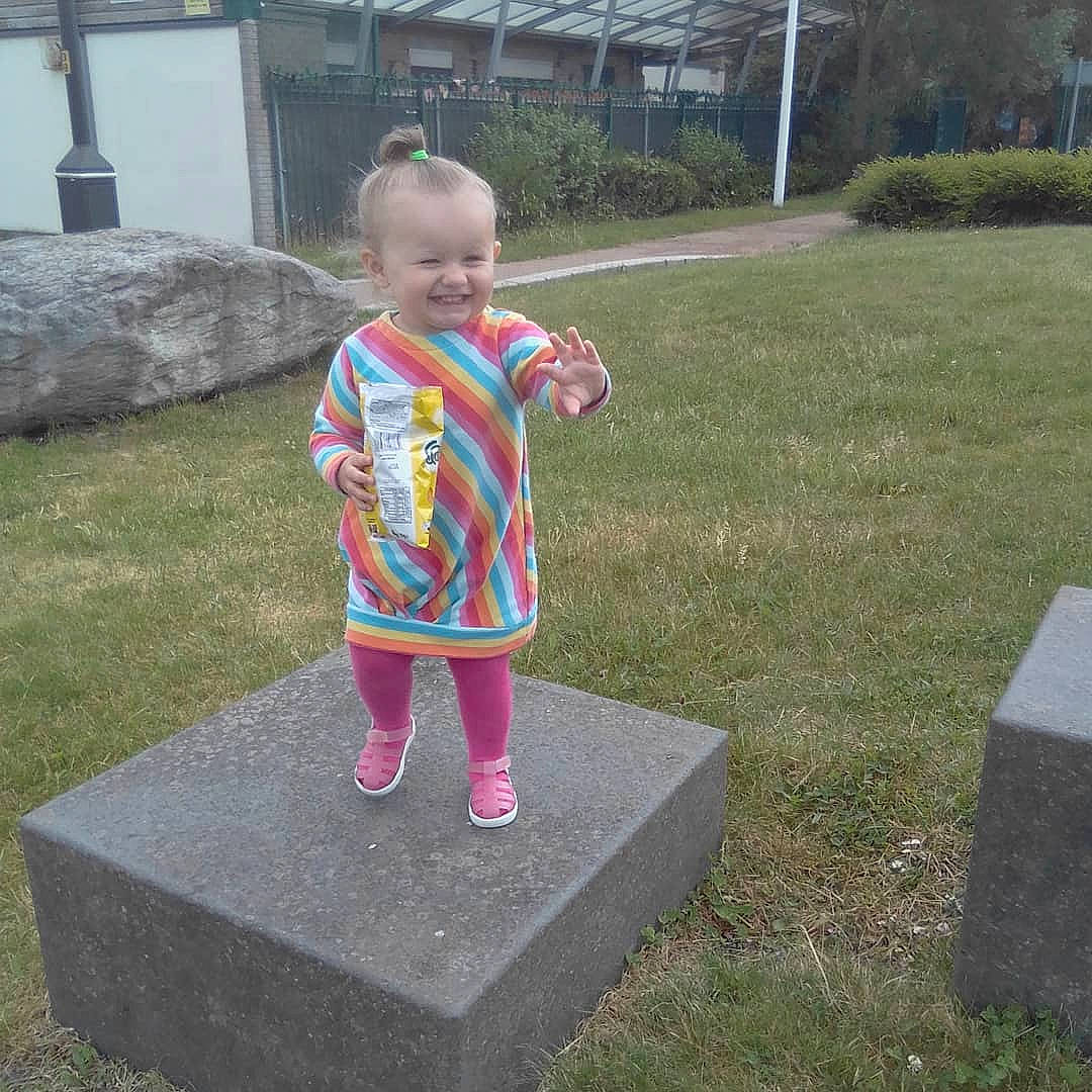 Esmee Rae joined the competition — help win amazing prizes! art, child, grass, joy, person, play, sculpture, statue, toddler