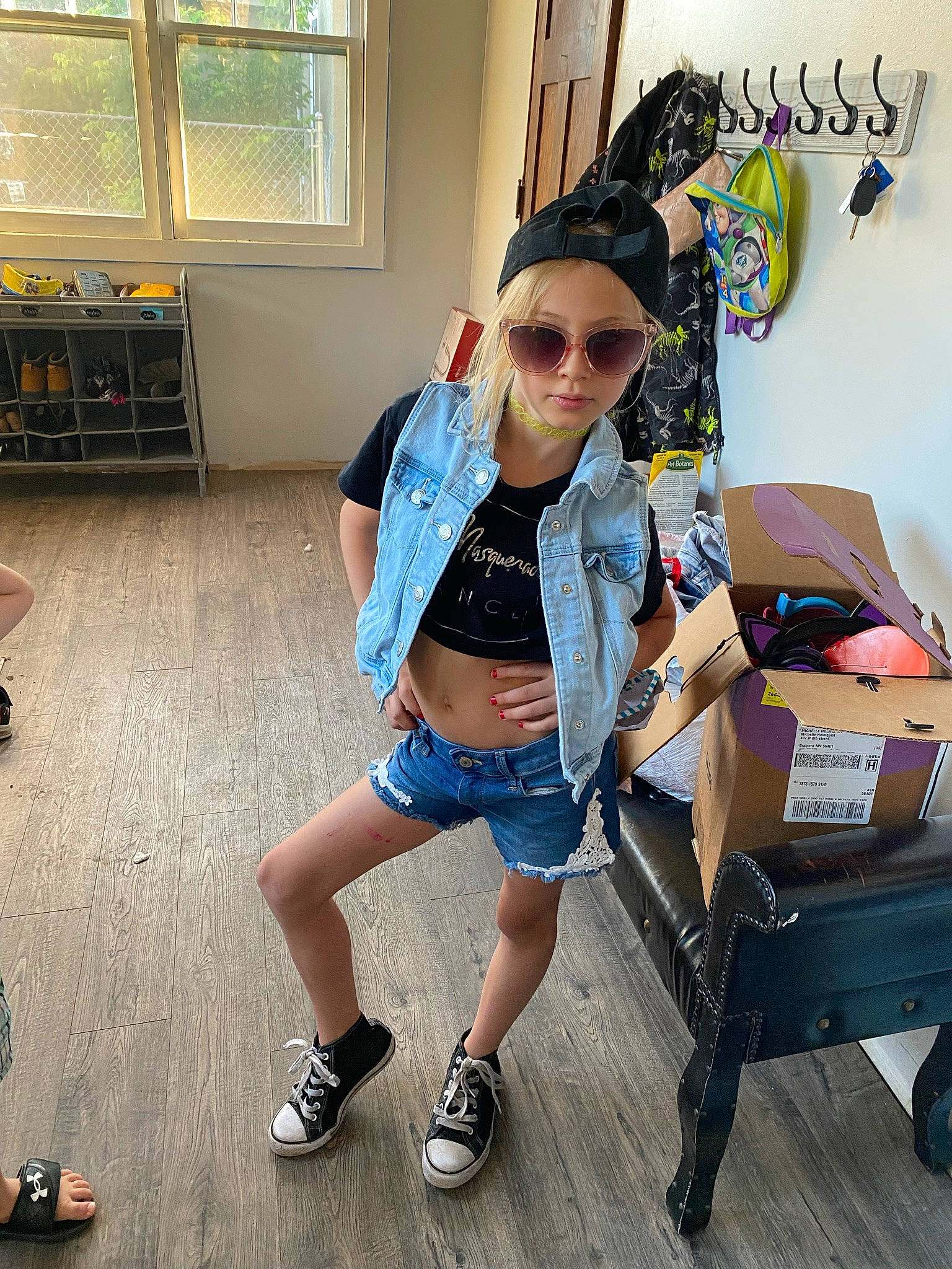 Kaylynn joined the competition — help win amazing prizes! bag, cool, denim, eyewear, fashion_design, fun, goggles, human_leg, knee, leisure, luggage_and_bags, person, shoe, shoulder, sneakers, standing, sunglasses, thigh, travel, vision_care