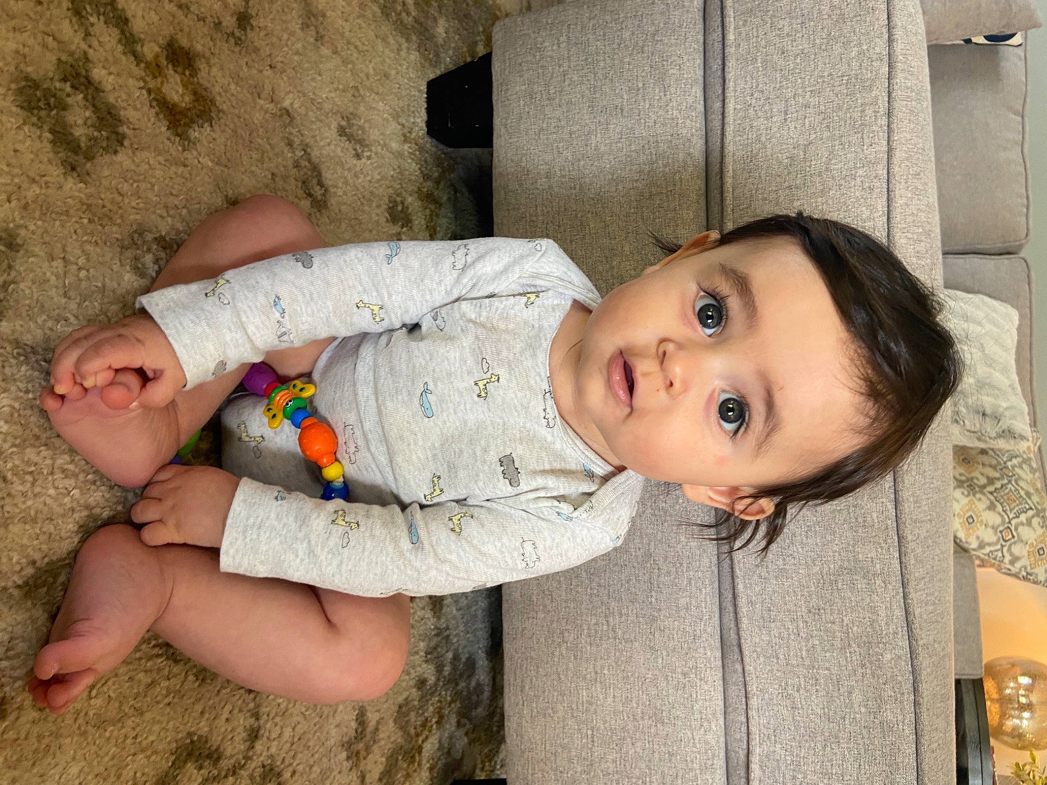 Joaquín is registered to the contest to win money with this photo: baby, baby_toddler_clothing, cheek, chin, comfort, dress, eye, facial_expression, hairstyle, hand, human_body, iris, leg, mammal, mouth, nose, person, skin, sleeve, vertebrate