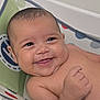 baby, smile, face, skin, hand, bath, water, bubble, child, infant, happy, cute, young, seat, toy, cheek, head, arm, playful, expression