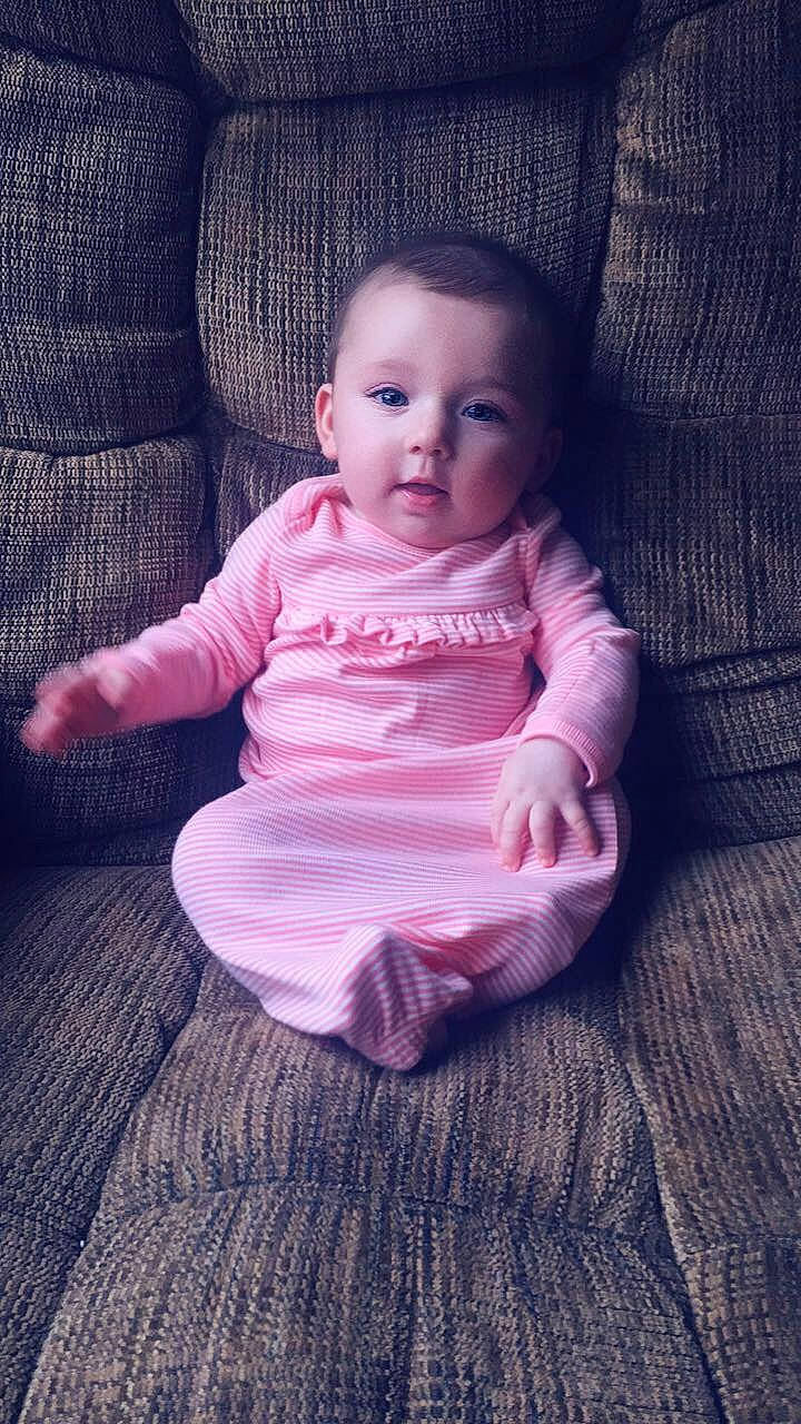 Avery joined the competition — help win amazing prizes! baby, beauty, cheek, child, dress, eye, face, head, iris, lip, people, person, photograph, photography, pink, product, sitting, skin, smile, toddler