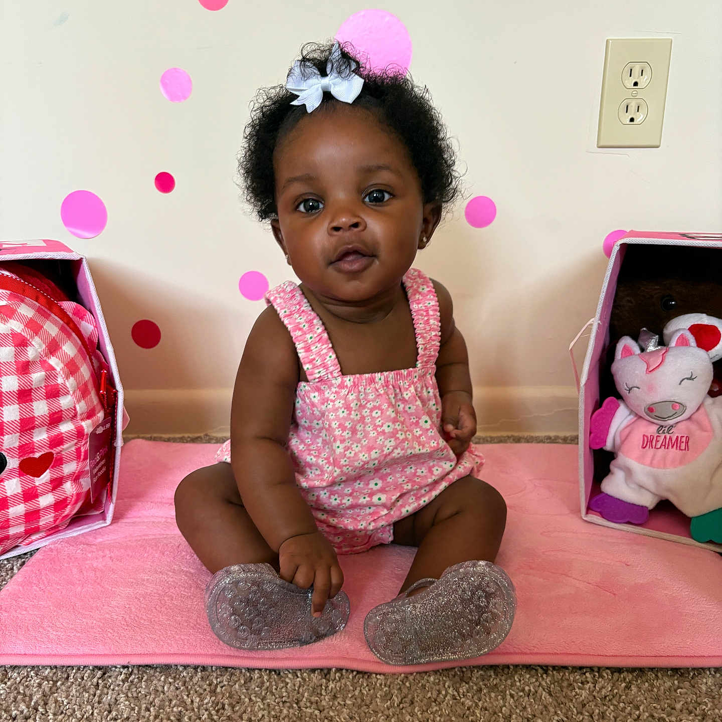 Veah joined the competition — help win amazing prizes! child, clothing, couch, dress, face, female, footwear, furniture, girl, hardwood, head, homedecor, indoors, person, photography, portrait, shoe, sitting, toy, wood