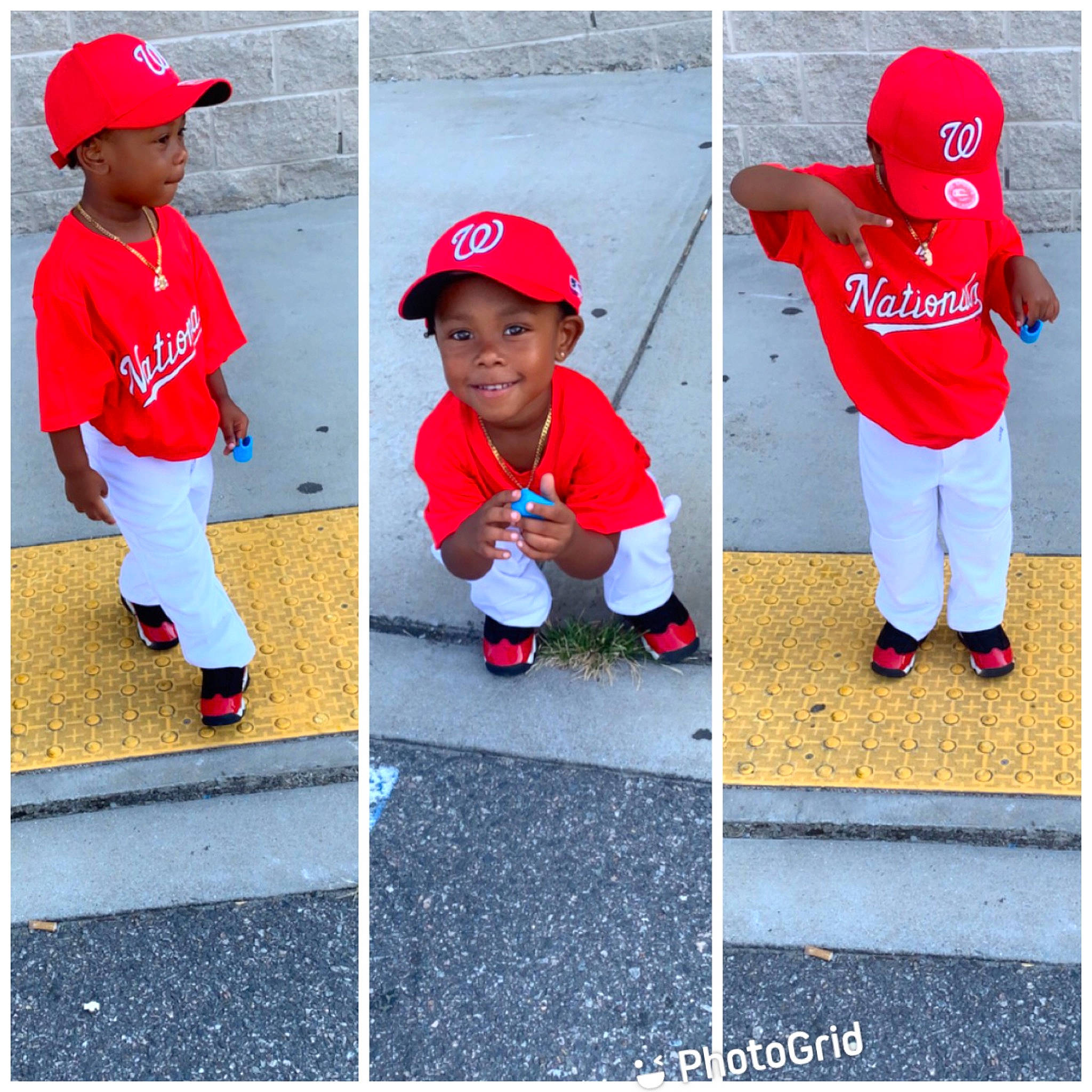 Jaylen Jordan is registered to the contest to win money with this photo: asphalt, baseball_cap, cap, child, cool, cricket_cap, electric_blue, headgear, headwear, jersey, joy, outerwear, person, player, product, recreation, red, sleeve, smile, street_fashion