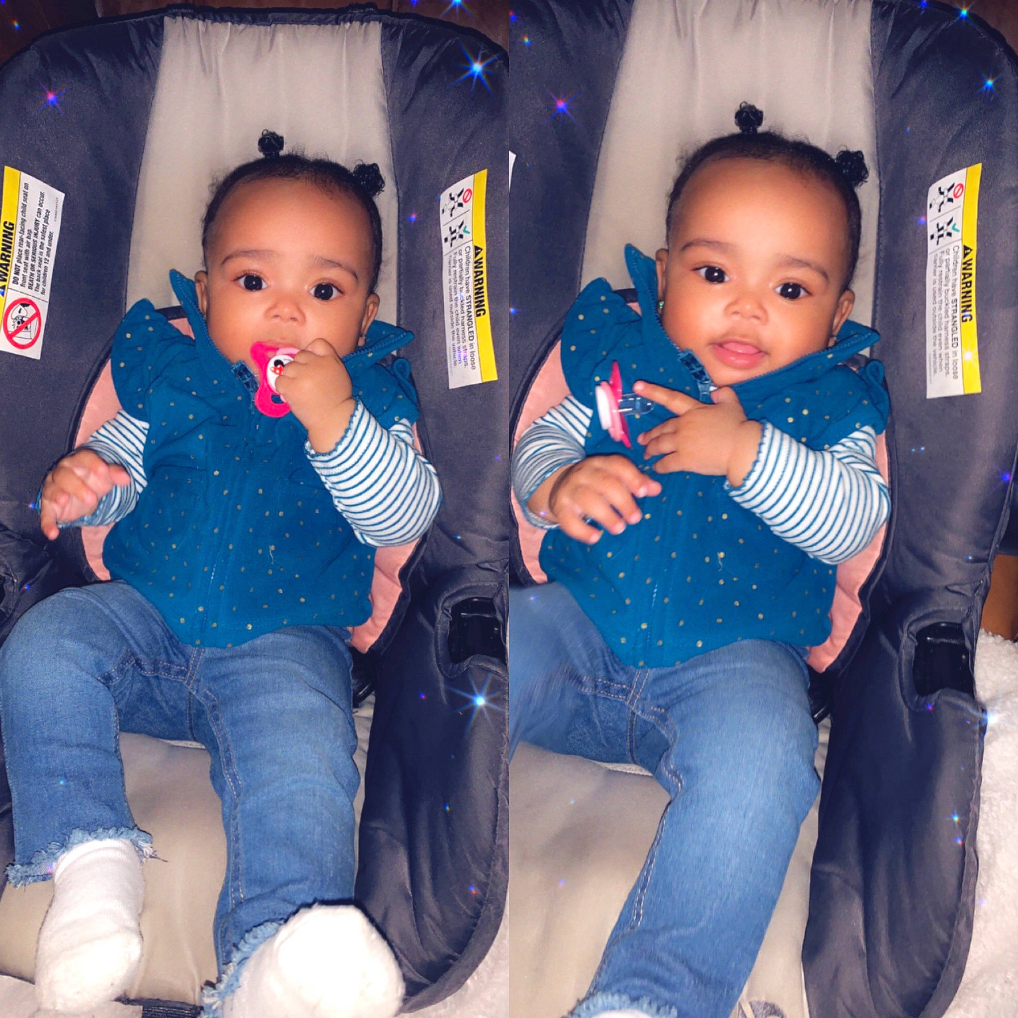 Kodi is registered to the contest to win money with this photo: baby, blue, cheek, comfort, couch, facial_expression, finger, hairstyle, happy, human, human_body, interaction, iris, jeans, lap, leg, mouth, person, photograph, skin