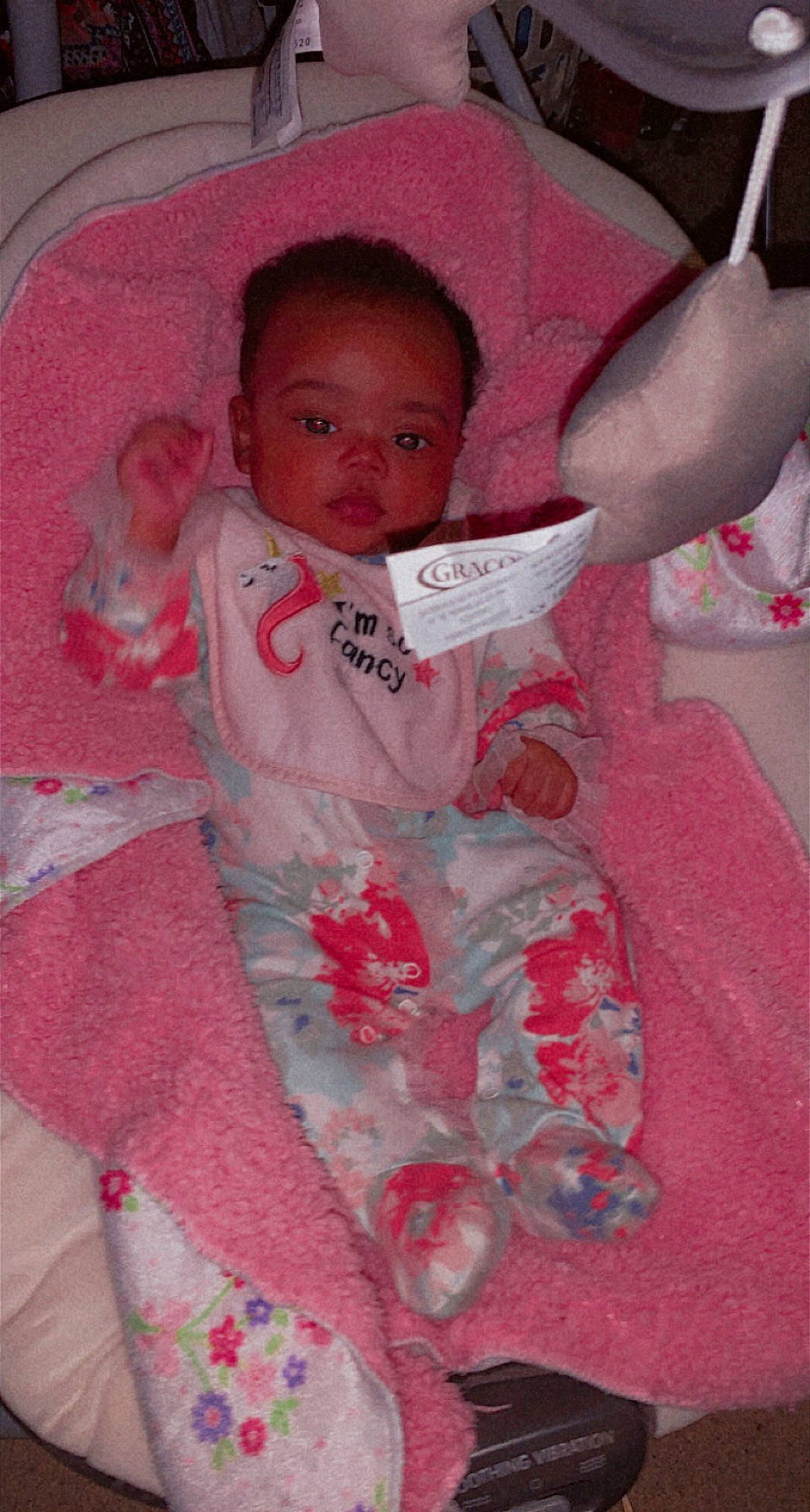 Kodi joined the competition — help win amazing prizes! baby, baby_toddler_clothing, cheek, child, chin, comfort, eye, eyebrow, face, finger, hair, head, human_body, mouth, person, pink, product, skin, sleeve, textile