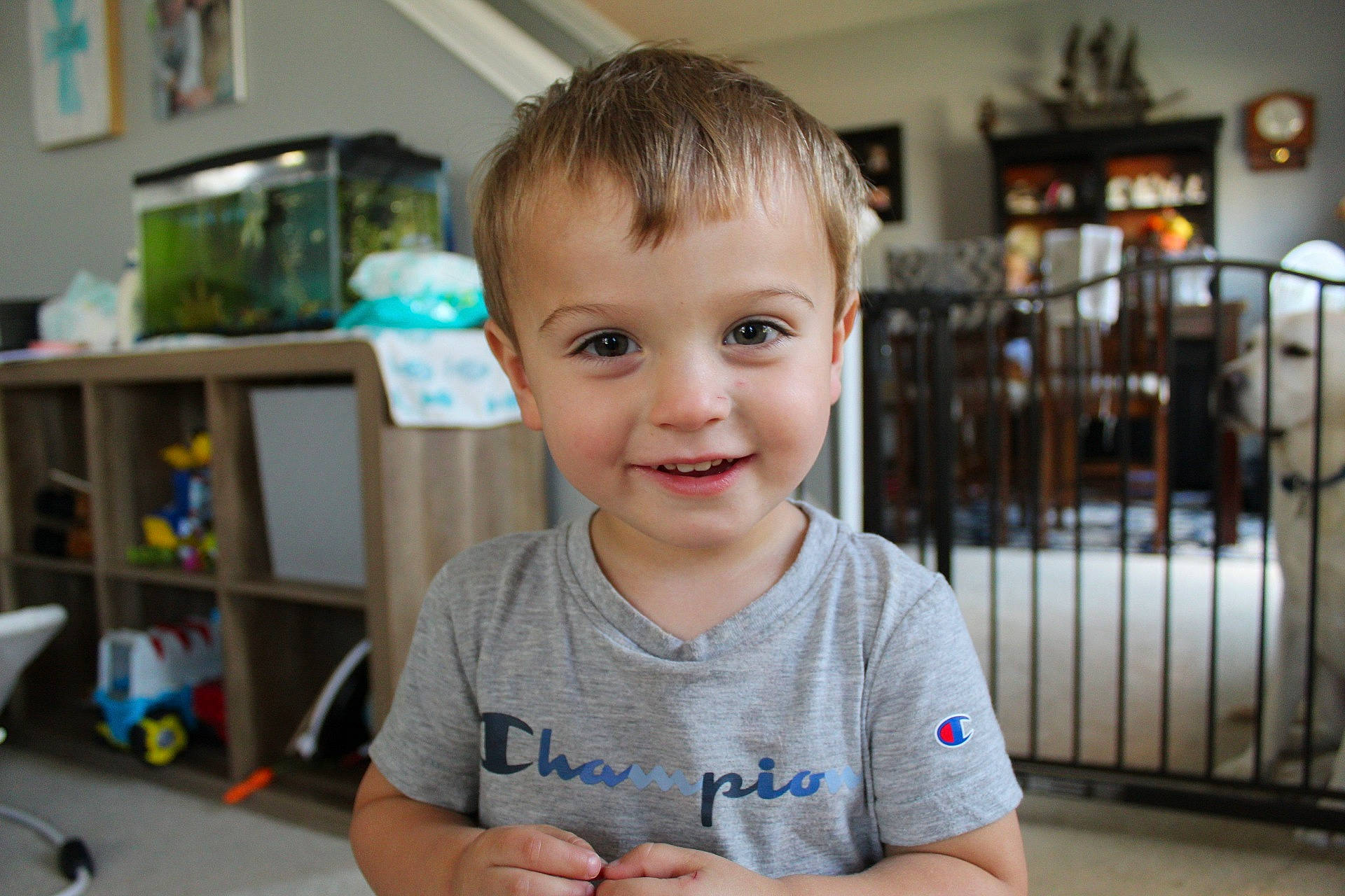 C.j. joined the competition — help win amazing prizes! baby, baby_toddler_clothing, cheek, child, chin, event, eye, fence, fun, happy, iris, joy, leisure, person, picture_frame, room, sitting, skin, smile, standing