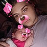 adult, baby, blanket, child, closeup, cozy, cute, digital_filter, dog_filter, face_filter, family, hand, holding, indoor, person, pink, portrait, resting, sleeping, young_adult