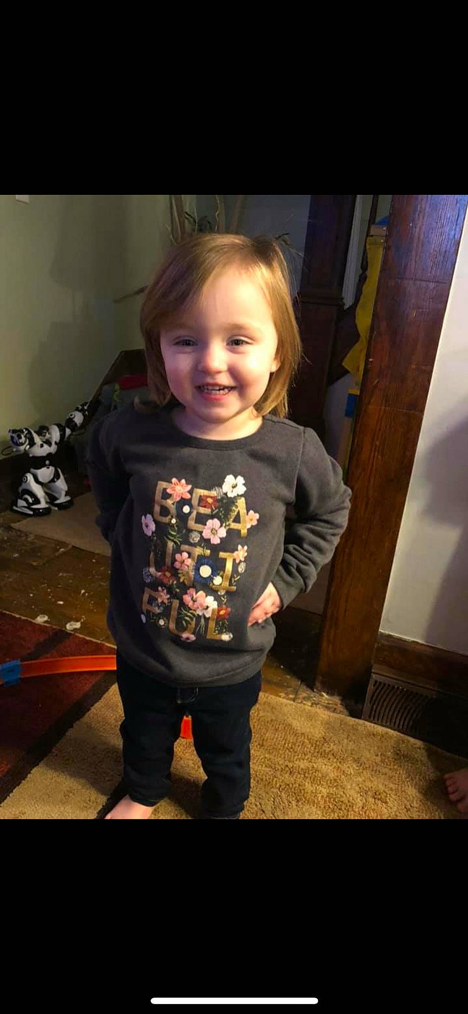 Aaliyah joined the competition — help win amazing prizes! arm, child, cool, darkness, day, facial_expression, fun, girl, head, human, human_hair_color, joy, outerwear, person, product, smile, snapshot, standing, t_shirt, toddler