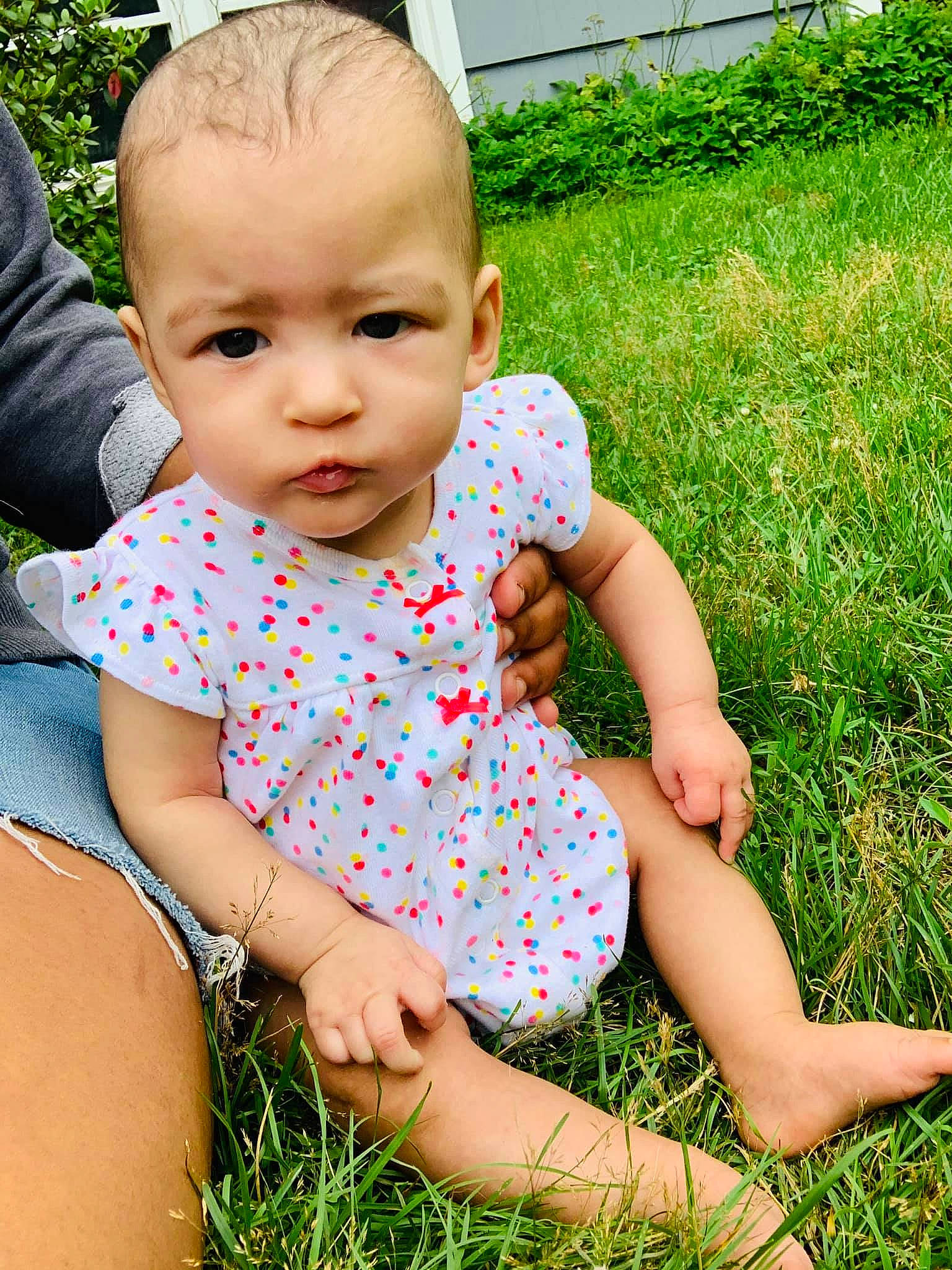 Sereniti joined the competition — help win amazing prizes! baby, baby_toddler_clothing, cheek, child, face, grass, grass_family, happy, head, meadow, pattern, people_in_nature, person, pink, plant, play, sitting, skin, smile, summer