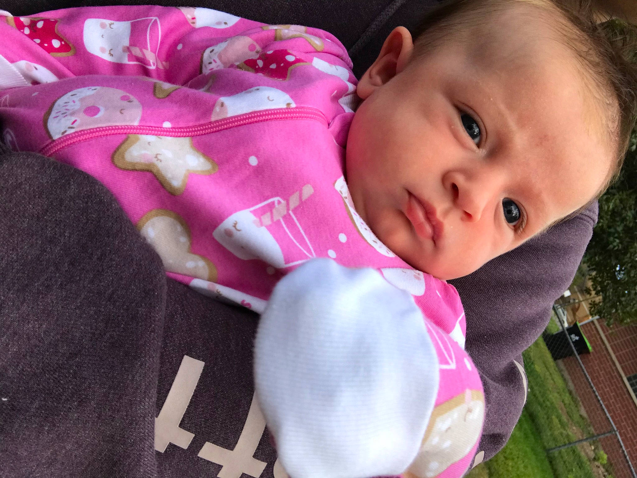 Journey is registered to the contest to win money with this photo: baby, baby_products, baby_toddler_clothing, carmine, cheek, child, fun, grass, happy, lip, magenta, person, pink, plant, sleeve, toddler, tree