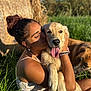 Avana participe au concours pour gagner de l'argent avec cette photo : woman, dog, golden_retriever, puppy, hugging, kissing, outdoor, grass, hay_bale, sunlight, tongue_out, pet, animal, nature, happy, summer, casual_clothing, bracelet, friendship, affection