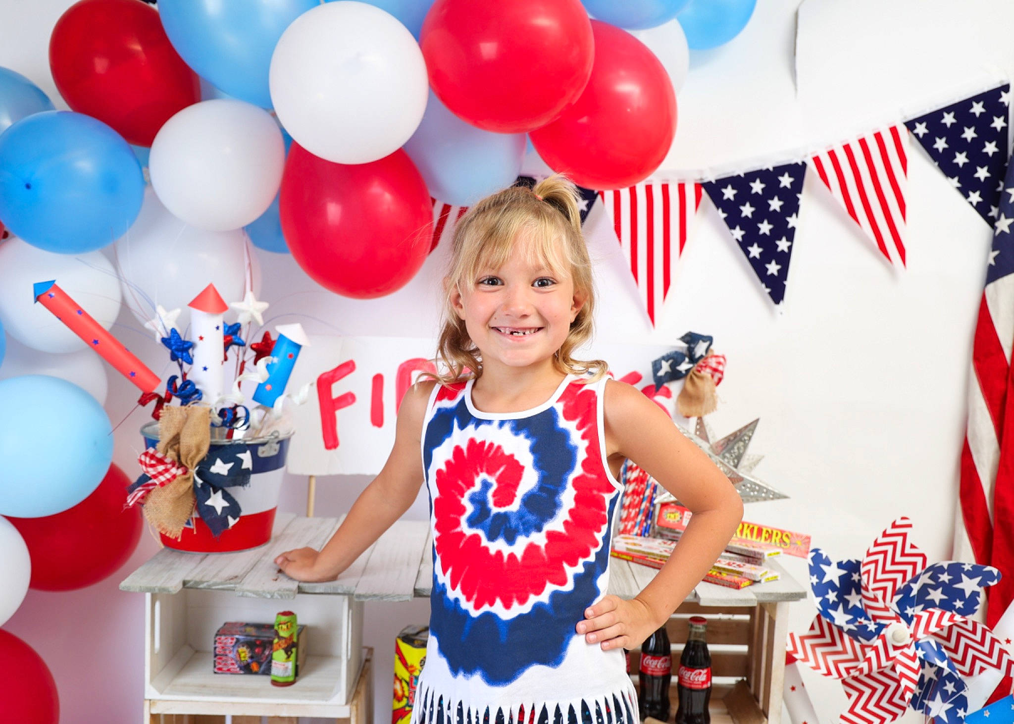 Crystal is registered to the contest to win money with this photo: baby_toddler_clothing, balloon, child, electric_blue, event, flag, flag_day_usa, flag_of_the_united_states, fun, happy, holiday, joy, party, party_supply, pattern, person, red, sleeve, smile, t_shirt
