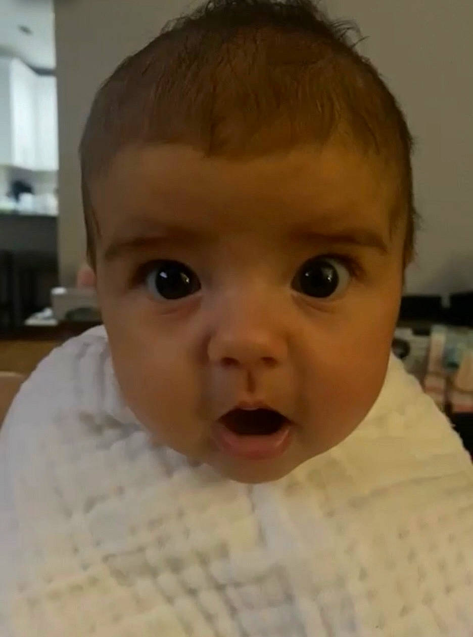 Margot joined the competition — help win amazing prizes! baby, baby_making_funny_faces, baby_toddler_clothing, cheek, child, ear, eyelash, finger, forehead, fun, happy, human_body, jaw, laugh, lip, mouth, neck, nose, person, smile