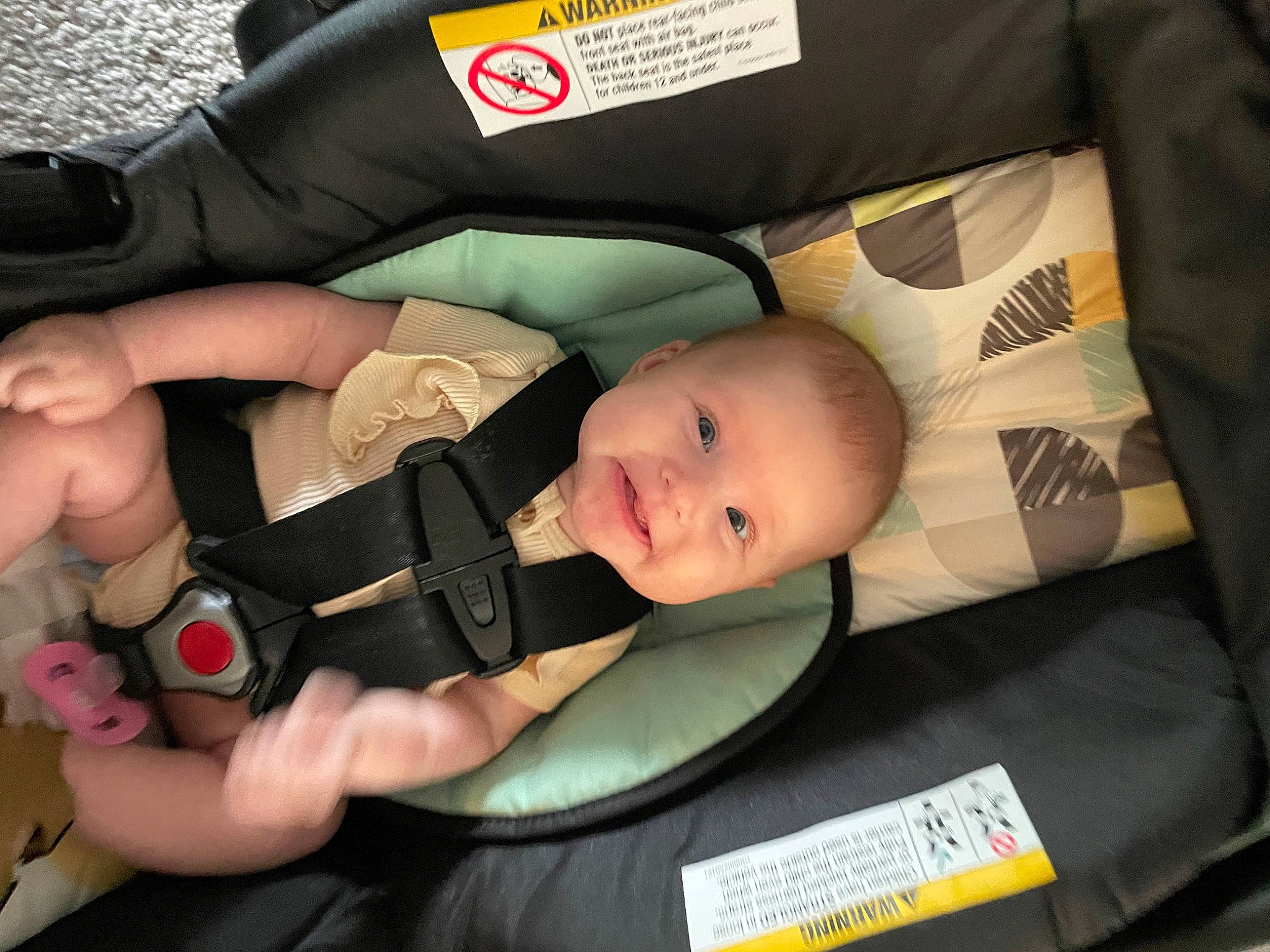 Genevieve joined the competition — help win amazing prizes! auto_part, baby, baby_carriage, baby_products, baby_safety, baby_toddler_clothing, car_seat, child, comfort, finger, hand, joy, nail, person, personal_protective_equipment, product, service, sitting, smile, thumb