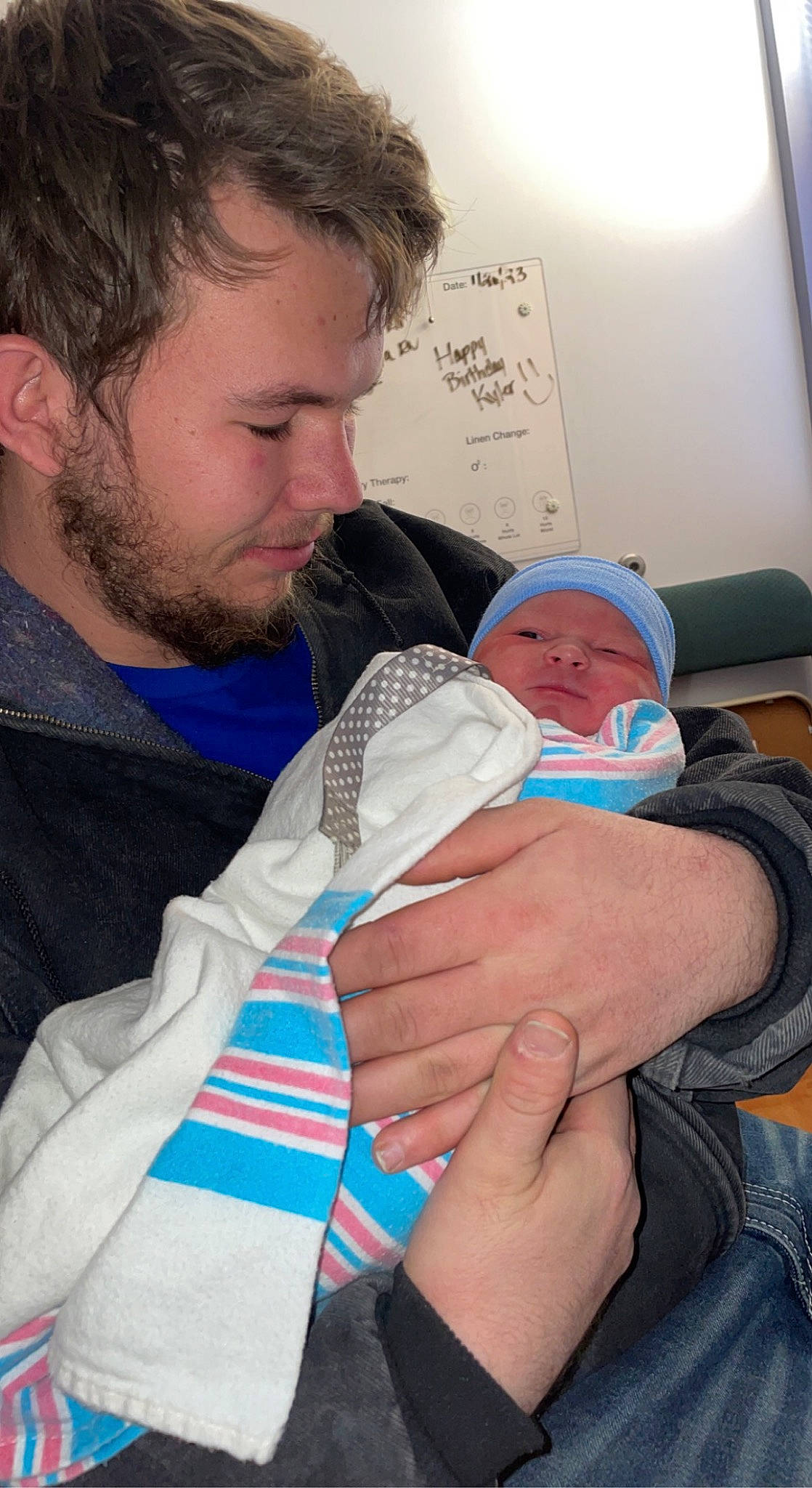 Kyler joined the competition — help win amazing prizes! arm, azure, baby, beard, child, comfort, event, finger, fun, gesture, hand, hat, health_care, human_body, interaction, joint, mouth, person, shoulder, skin