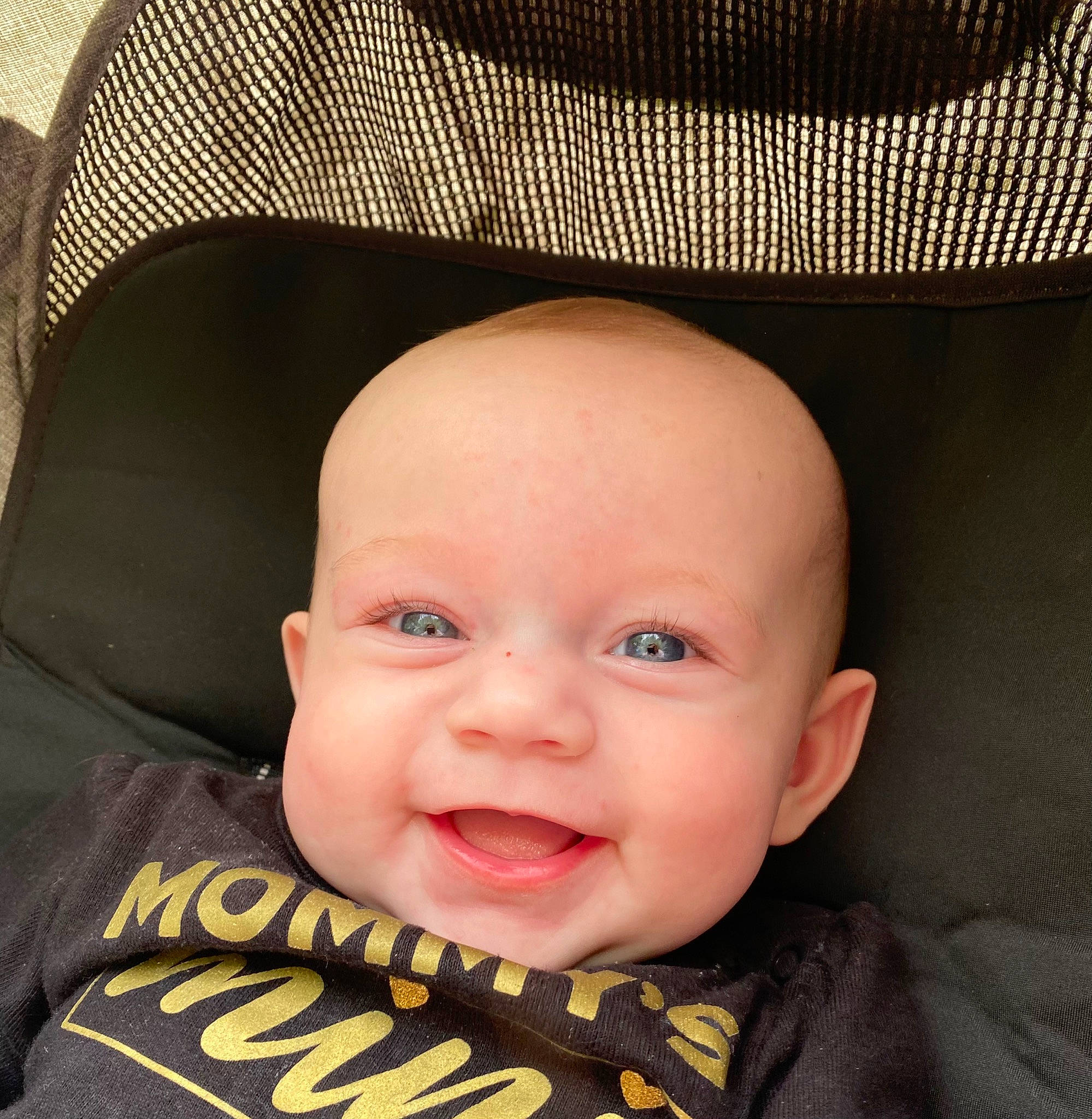 Elyanna is registered to the contest to win money with this photo: baby, baby_carriage, baby_toddler_clothing, black, cheek, comfort, eyebrow, eyelash, happy, headgear, iris, joy, lip, neck, nose, person, product, skin, sleeve, smile