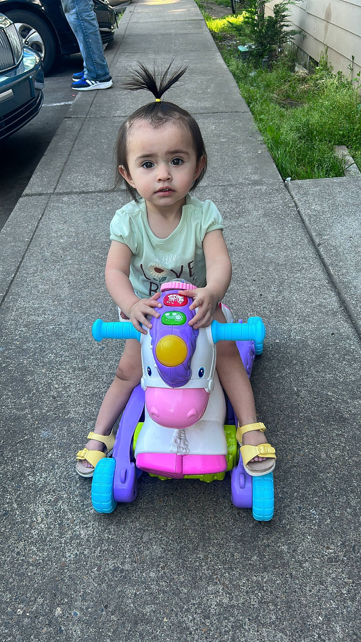 Evelia joined the competition — help win amazing prizes! asphalt, baby_toddler_clothing, blue, child, grass, happy, leisure, people, person, photograph, pink, product, riding_toy, snapshot, summer, tire, toddler, toy, vehicle, wheel