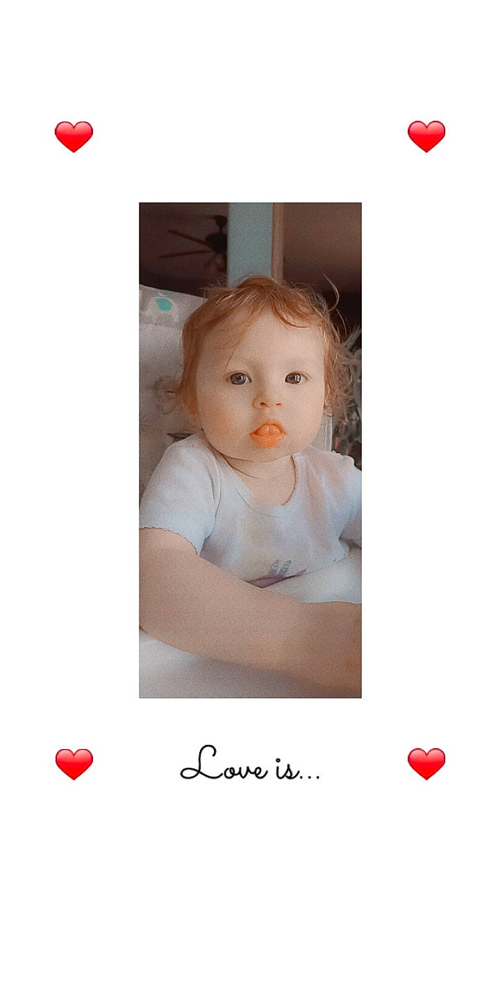 Dalilah is registered to the contest to win money with this photo: baby, baby_products, baby_toddler_clothing, cheek, child, circle, font, happy, pattern, person, photo_caption, portrait, portrait_photography, product, recipe, room, sitting, skin, sleeve, t_shirt