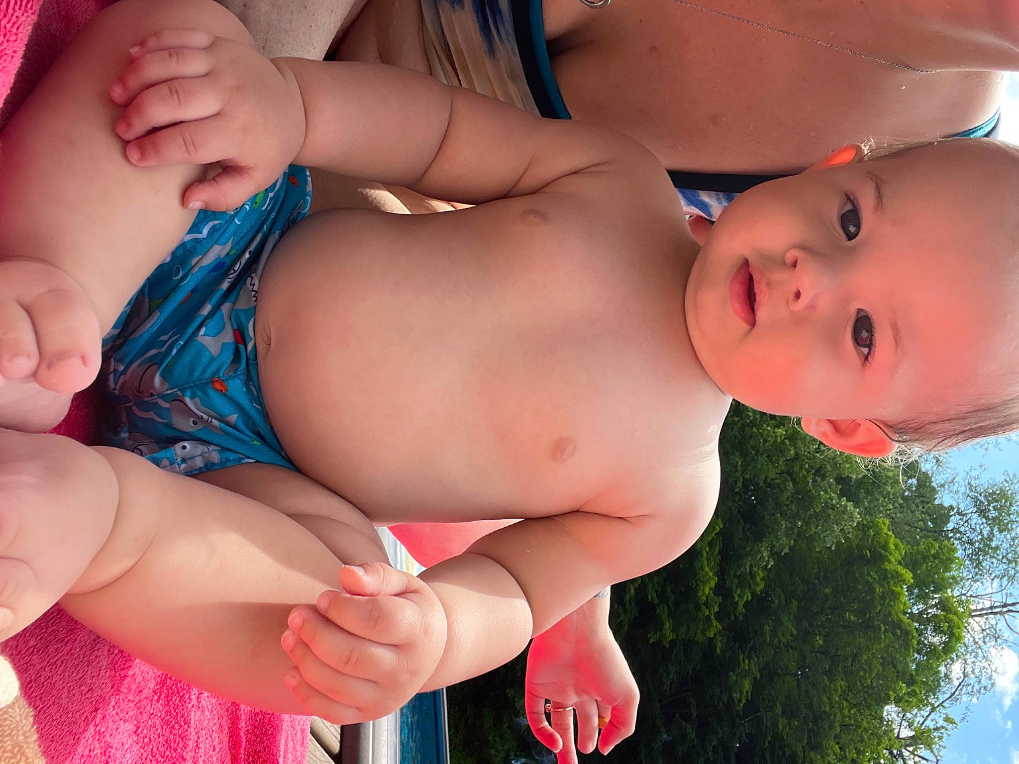 Ty joined the competition — help win amazing prizes! arm, baby_toddler_clothing, blue, chest, facial_expression, finger, gesture, hand, happy, human_body, interaction, joint, leg, muscle, person, pink, product, skin, stomach, thigh