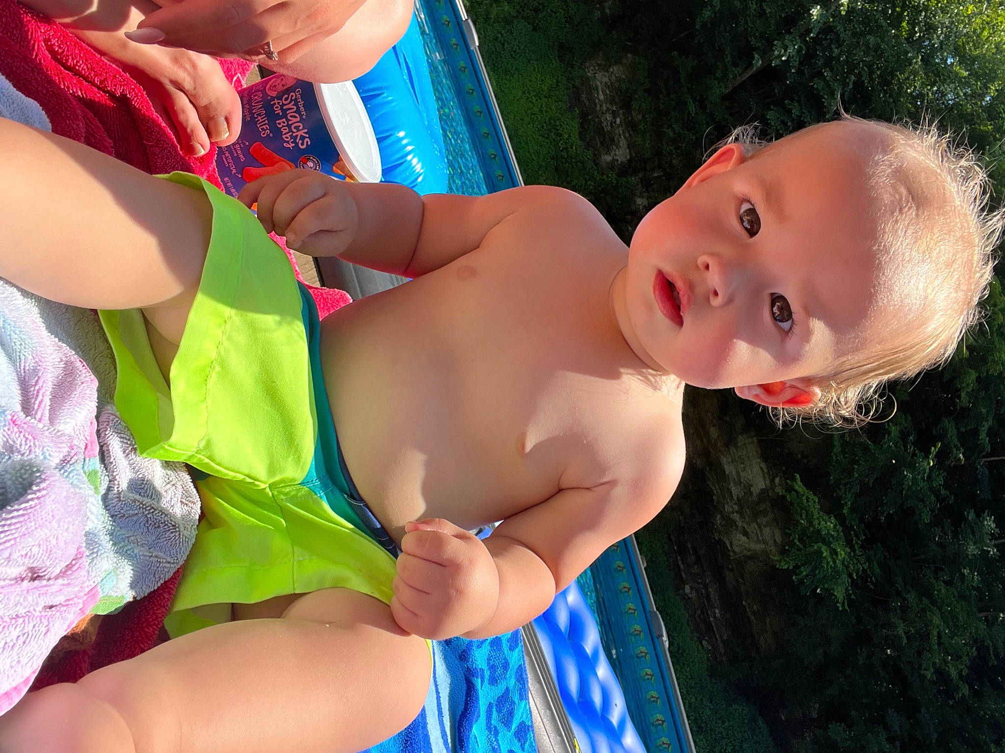 Ty is registered to the contest to win money with this photo: abdomen, baby, barechested, blue, chest, child, event, fun, gesture, grass, happy, leisure, muscle, people_in_nature, person, plant, skin, summer, thigh, toddler