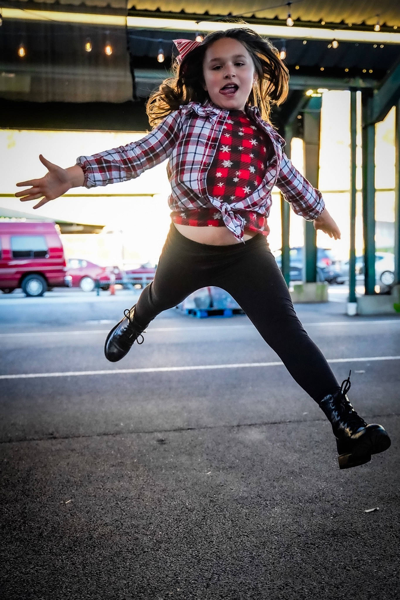 Amya joined the competition — help win amazing prizes! asphalt, car, denim, electric_blue, entertainment, eyewear, fashion_accessory, fashion_design, flash_photography, human_leg, knee, pattern, pedestrian, person, plaid, road, road_surface, sportswear, tartan, thigh