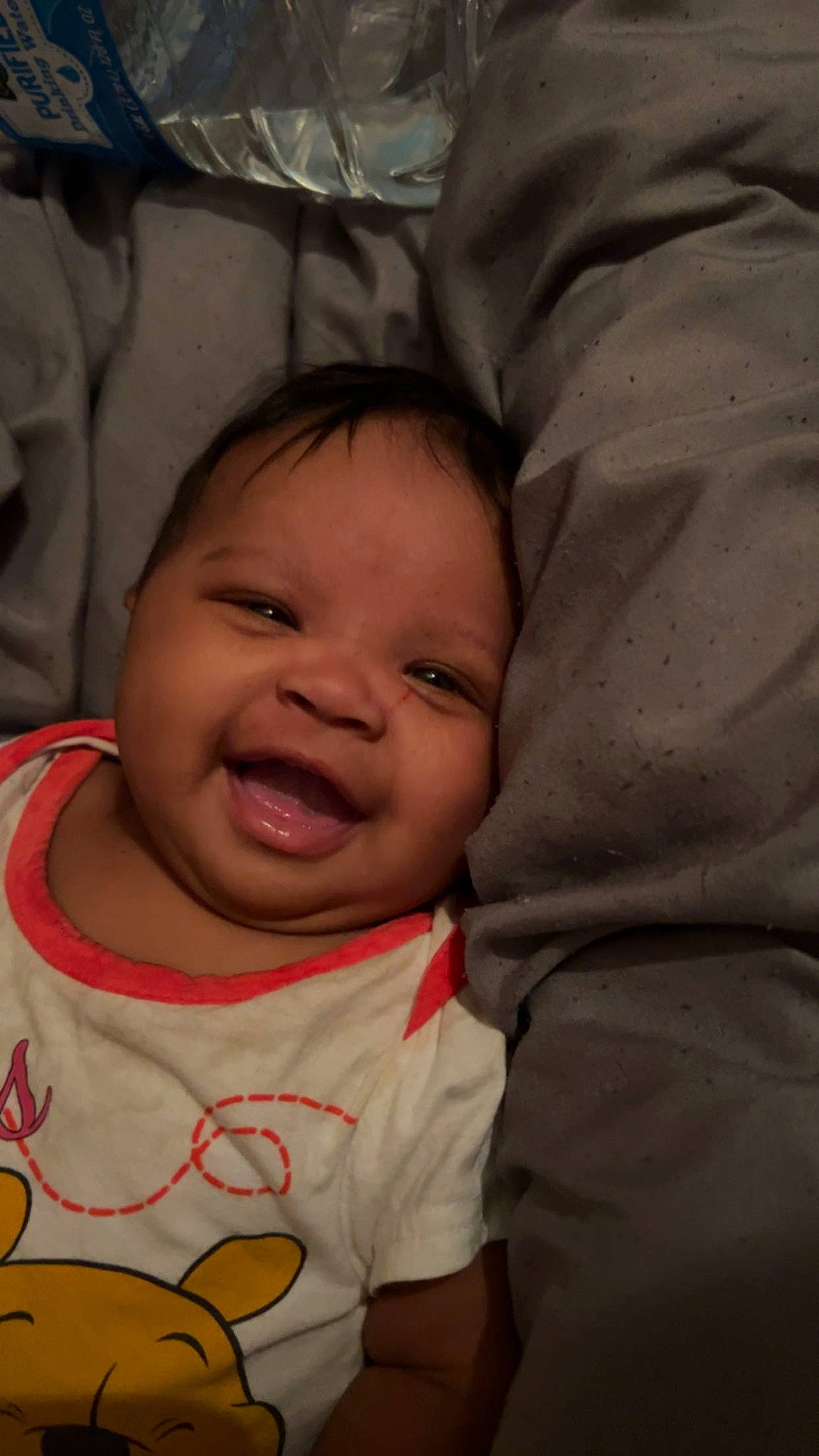 Alora is registered to the contest to win money with this photo: baby, baby_laughing, baby_toddler_clothing, cheek, child, chin, comfort, event, facial_expression, fun, happy, laugh, lip, mouth, nose, person, skin, sleeve, smile, toddler