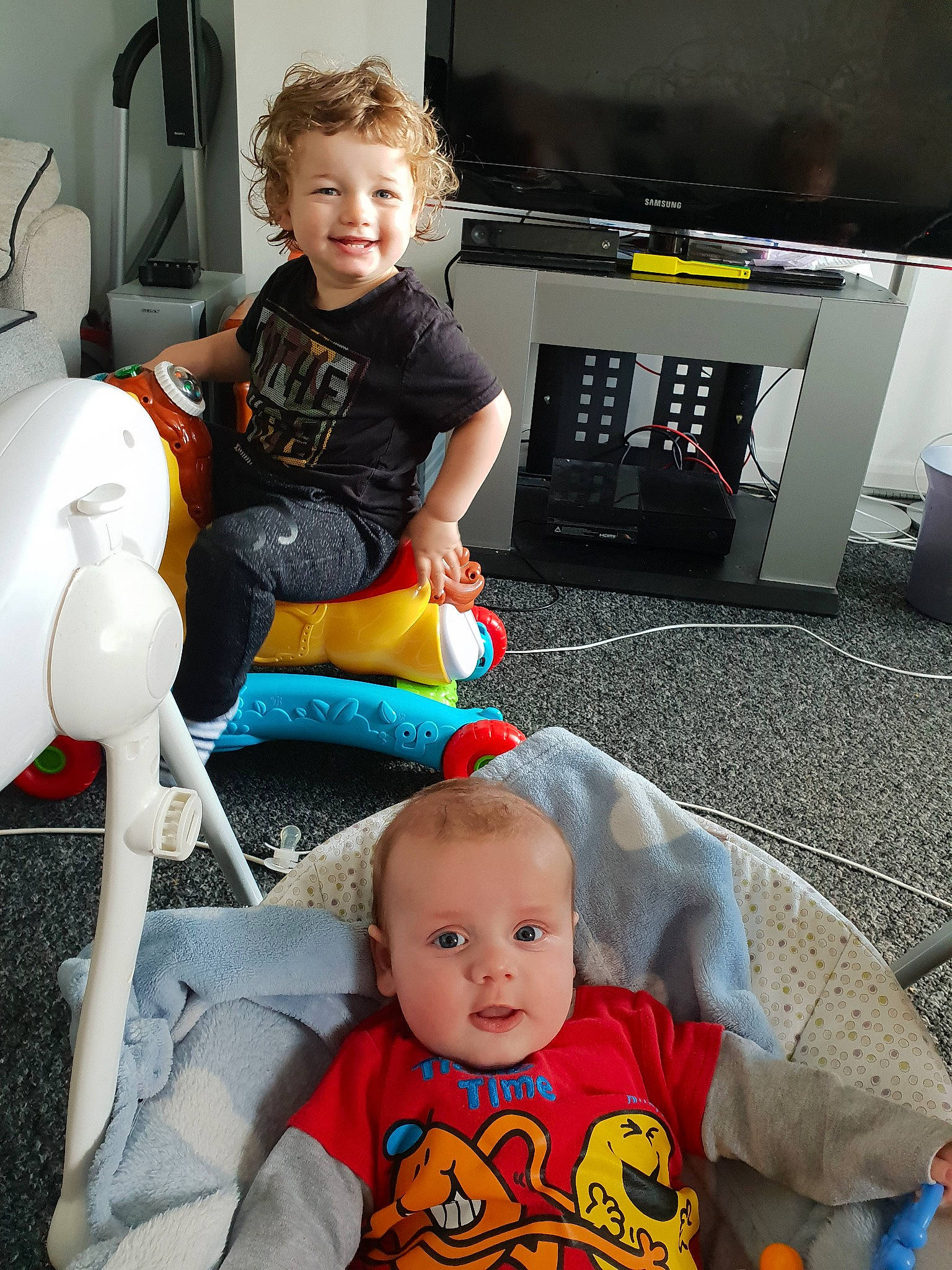 Aaron joined the competition — help win amazing prizes! arm, baby, baby_products, child, joy, person, play, product, sitting, toddler, toy, vacation