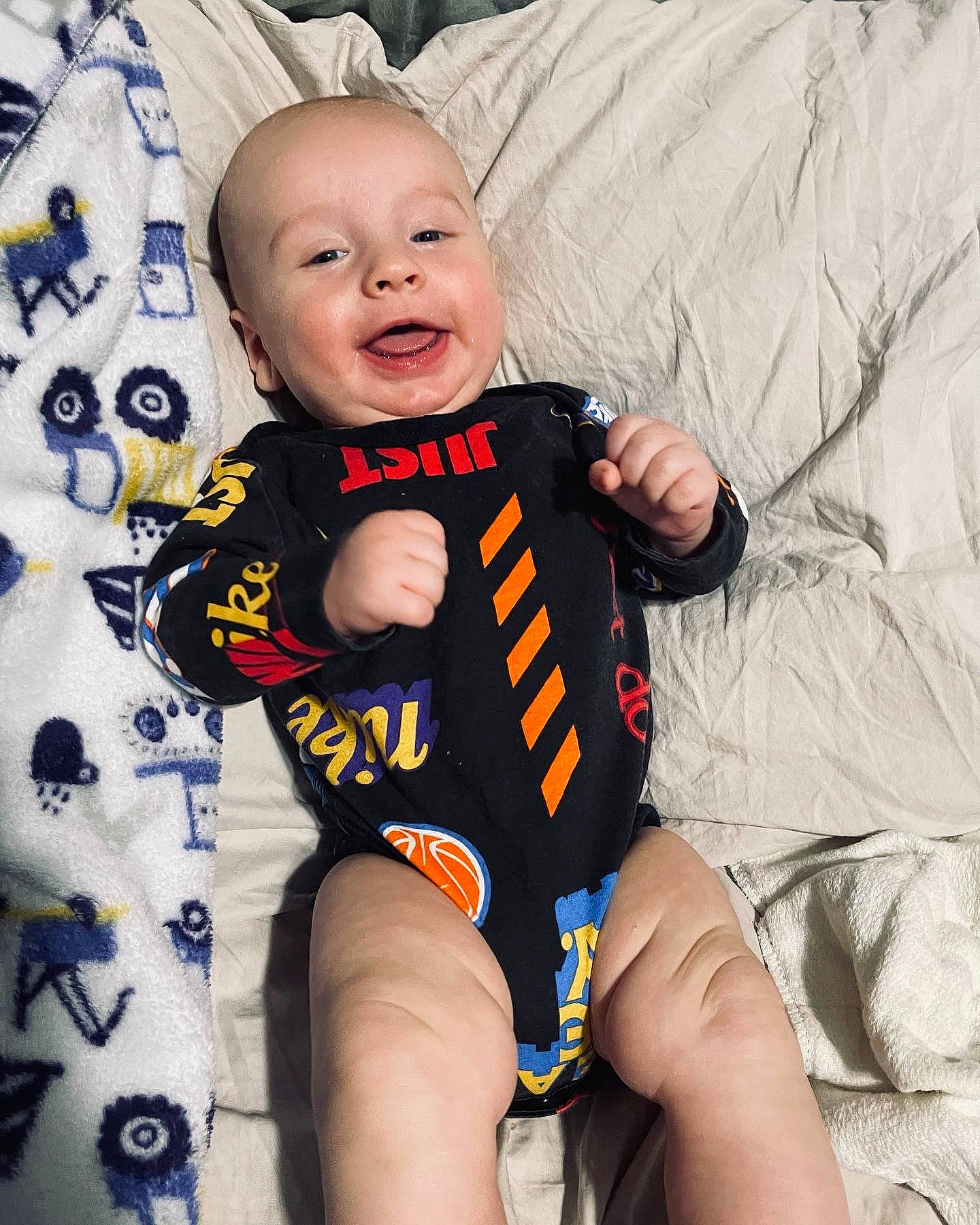 Elijah joined the competition — help win amazing prizes! baby, baby_toddler_clothing, clothing, comfort, cool, eye, face, fun, happy, head, human_body, leg, outerwear, person, product, skin, sleeve, smile, t_shirt, textile