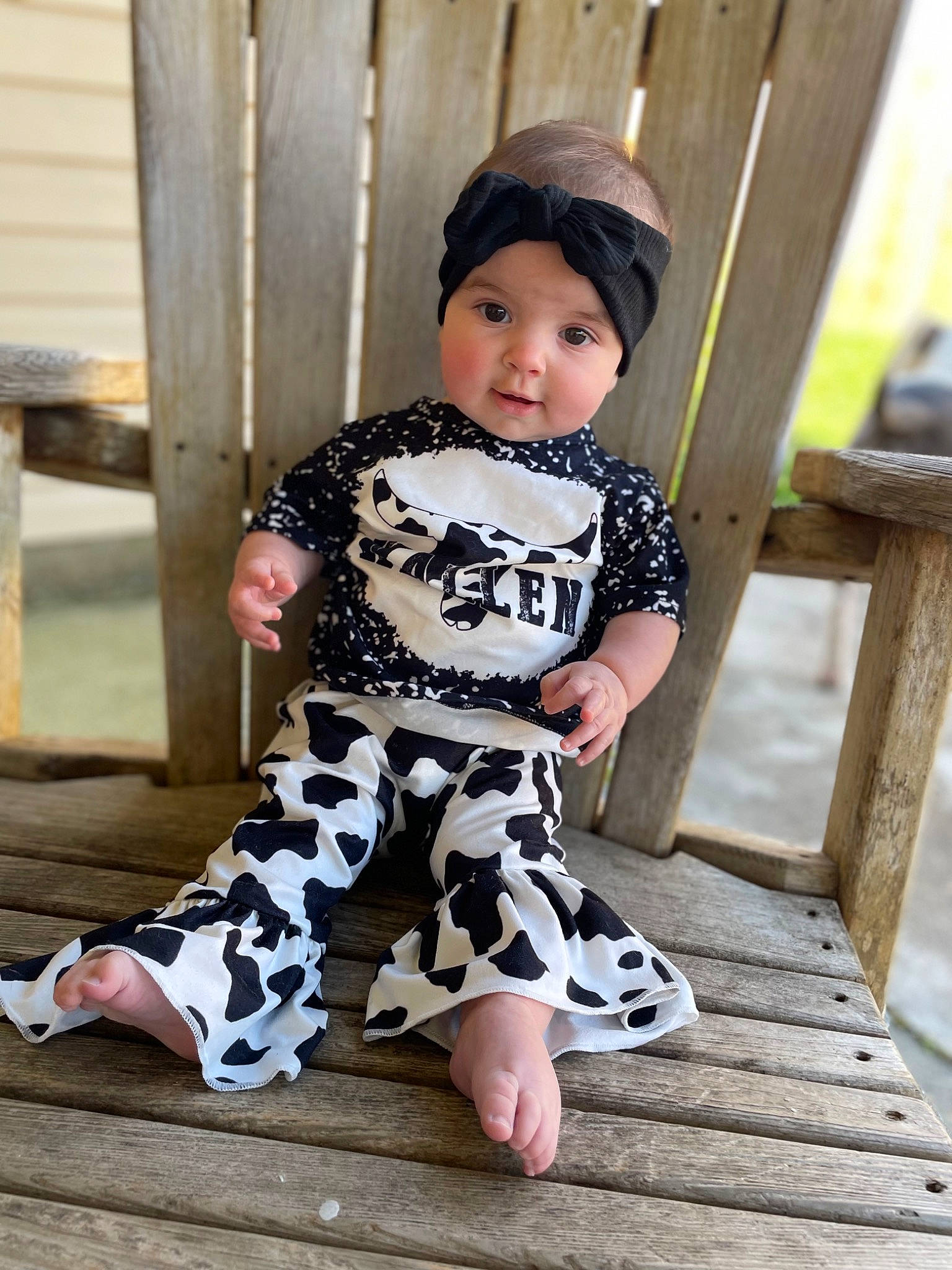 Bryce joined the competition — help win amazing prizes! baby_toddler_clothing, barefoot, child, eyewear, fashion_design, foot, head, headwear, human_leg, knee, military_camouflage, pattern, person, personal_protective_equipment, sitting, sleeve, street_fashion, t_shirt, thigh, toddler