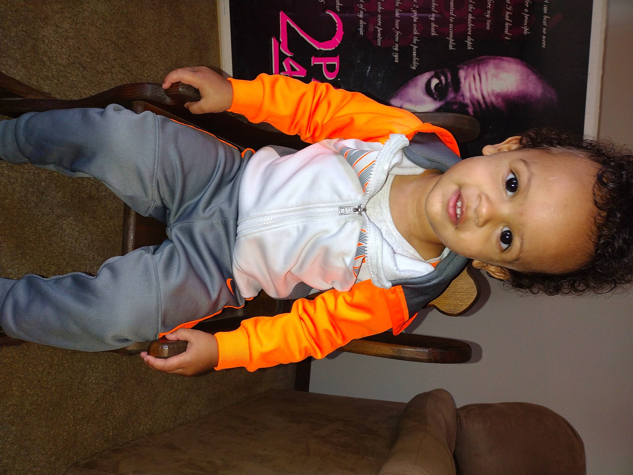 Phoenix joined the competition — help win amazing prizes! animation, child, costume, eyewear, fun, glove, hat, orange, person, personal_protective_equipment, sitting, toddler