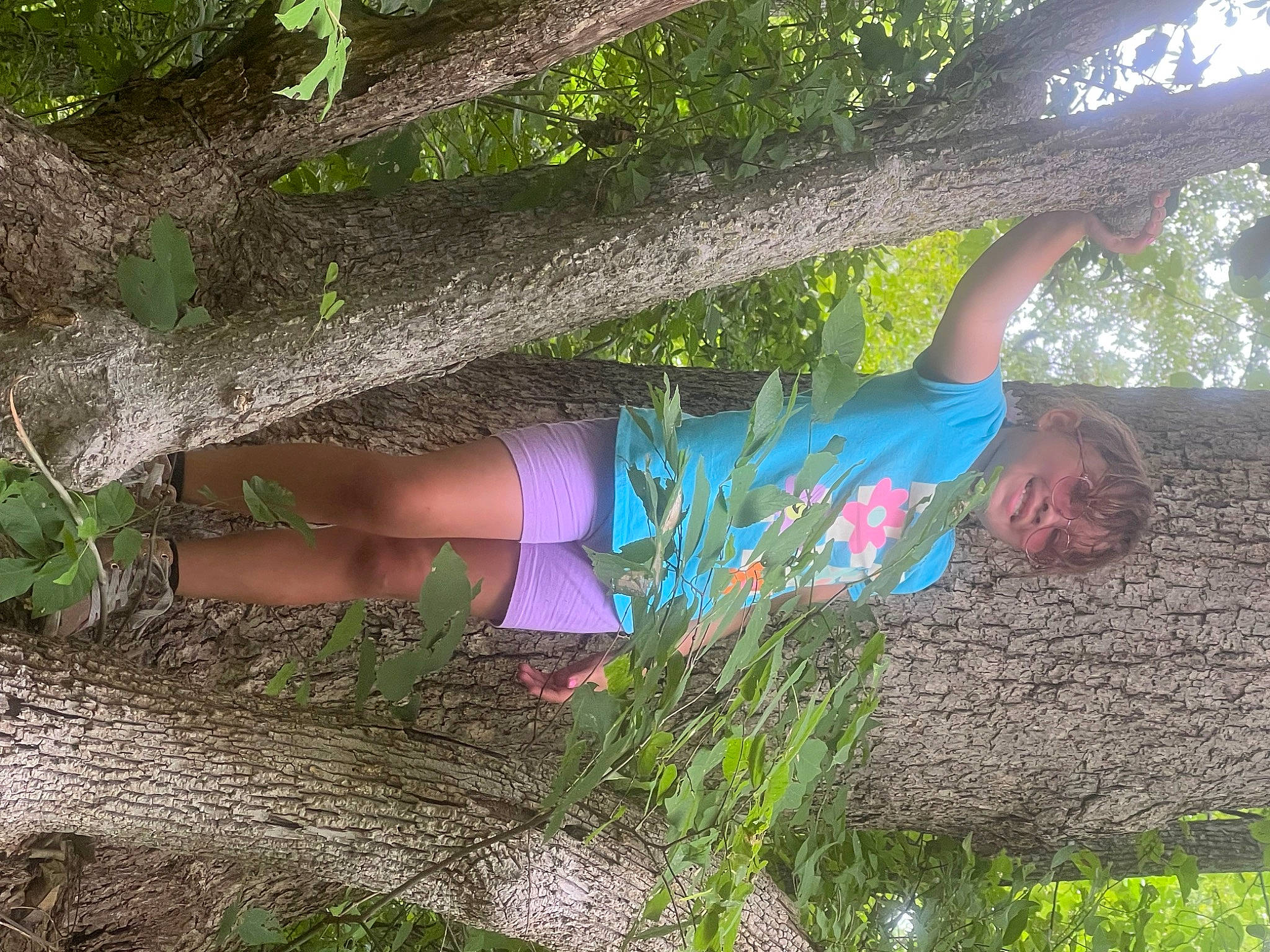 Adelyn is registered to the contest to win money with this photo: adaptation, botany, branch, electric_blue, grass, grass_family, groundcover, happy, human_leg, joy, knee, leisure, organism, people_in_nature, person, plant, thigh, tree, trunk, vegetation