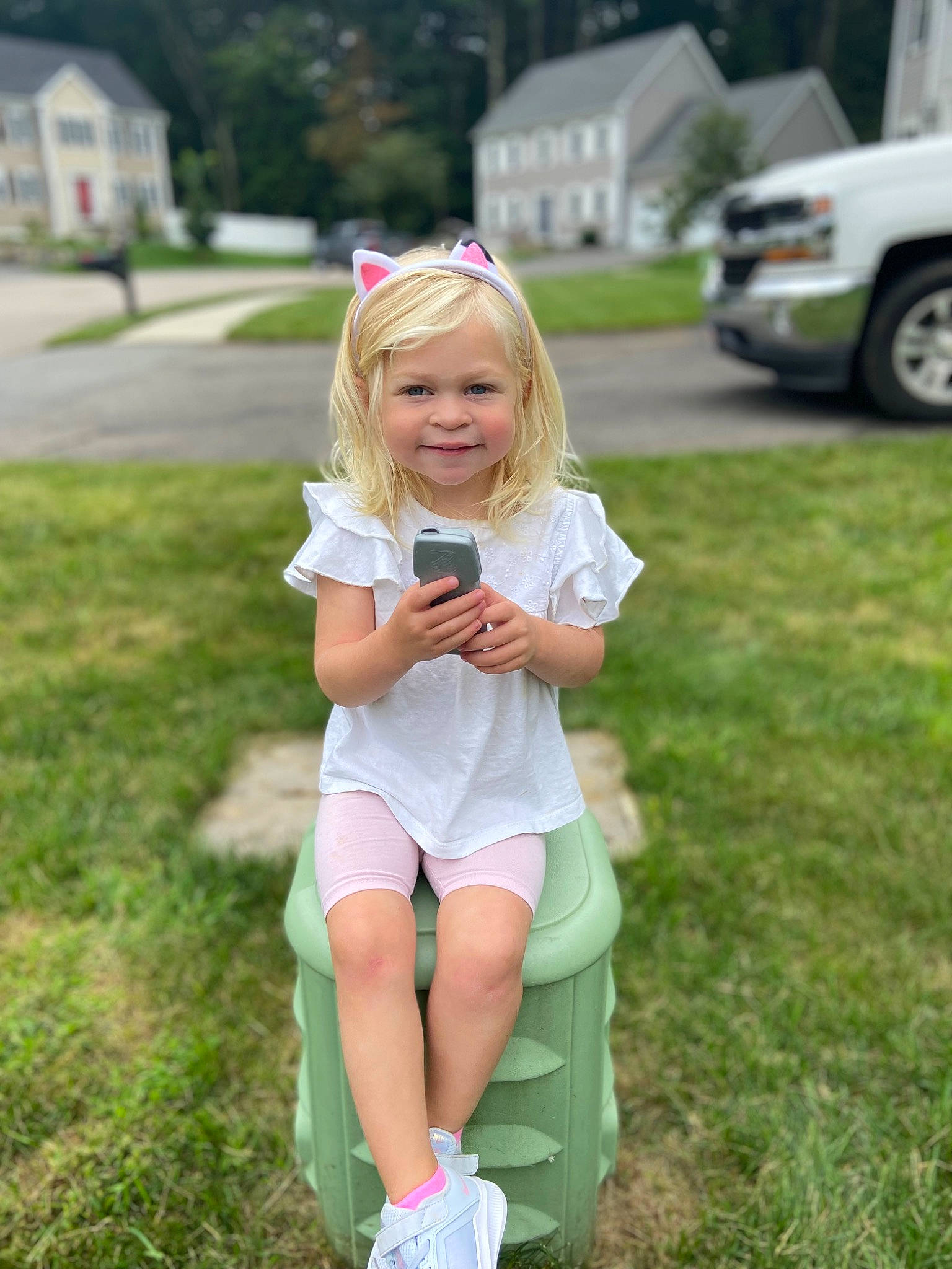 Charlotte joined the competition — help win amazing prizes! blond, child, dress, eye, face, footwear, fun, grass, happy, joy, lawn, leisure, people, people_in_nature, person, plant, recreation, smile, summer, toddler