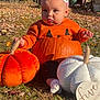 Kailani joined the competition — help win amazing prizes! baby, child, pumpkin, orange, autumn, fall, leaves, grass, outdoor, headband, plush, cute, costume, seasonal, holiday, five_months, sign, nature, sitting, portrait