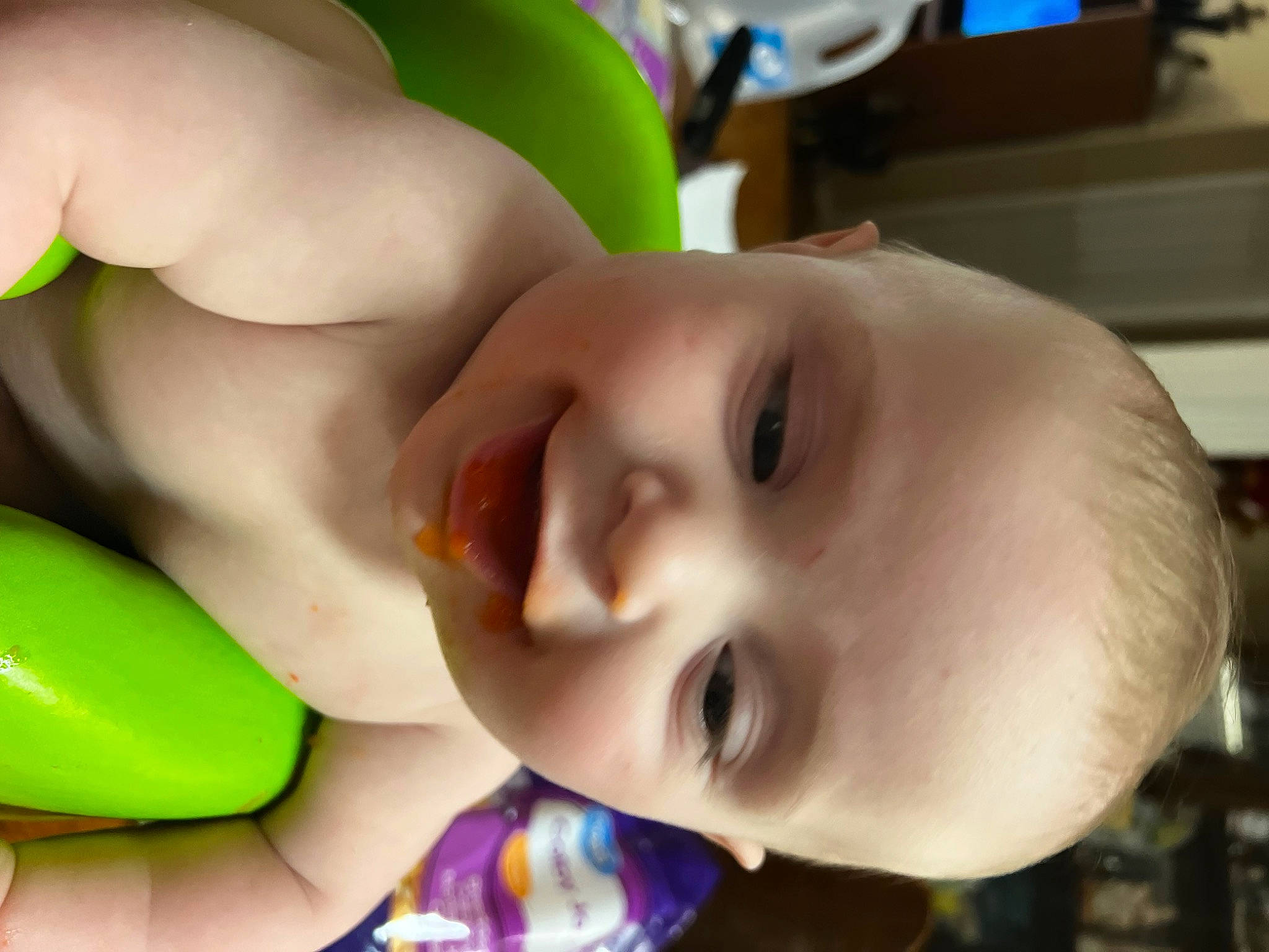 Delilah is registered to the contest to win money with this photo: baby, baby_playing_with_toys, cheek, child, ear, eyebrow, eyelash, facial_expression, fun, gesture, happy, human_body, iris, joy, lip, mouth, neck, nose, person, skin