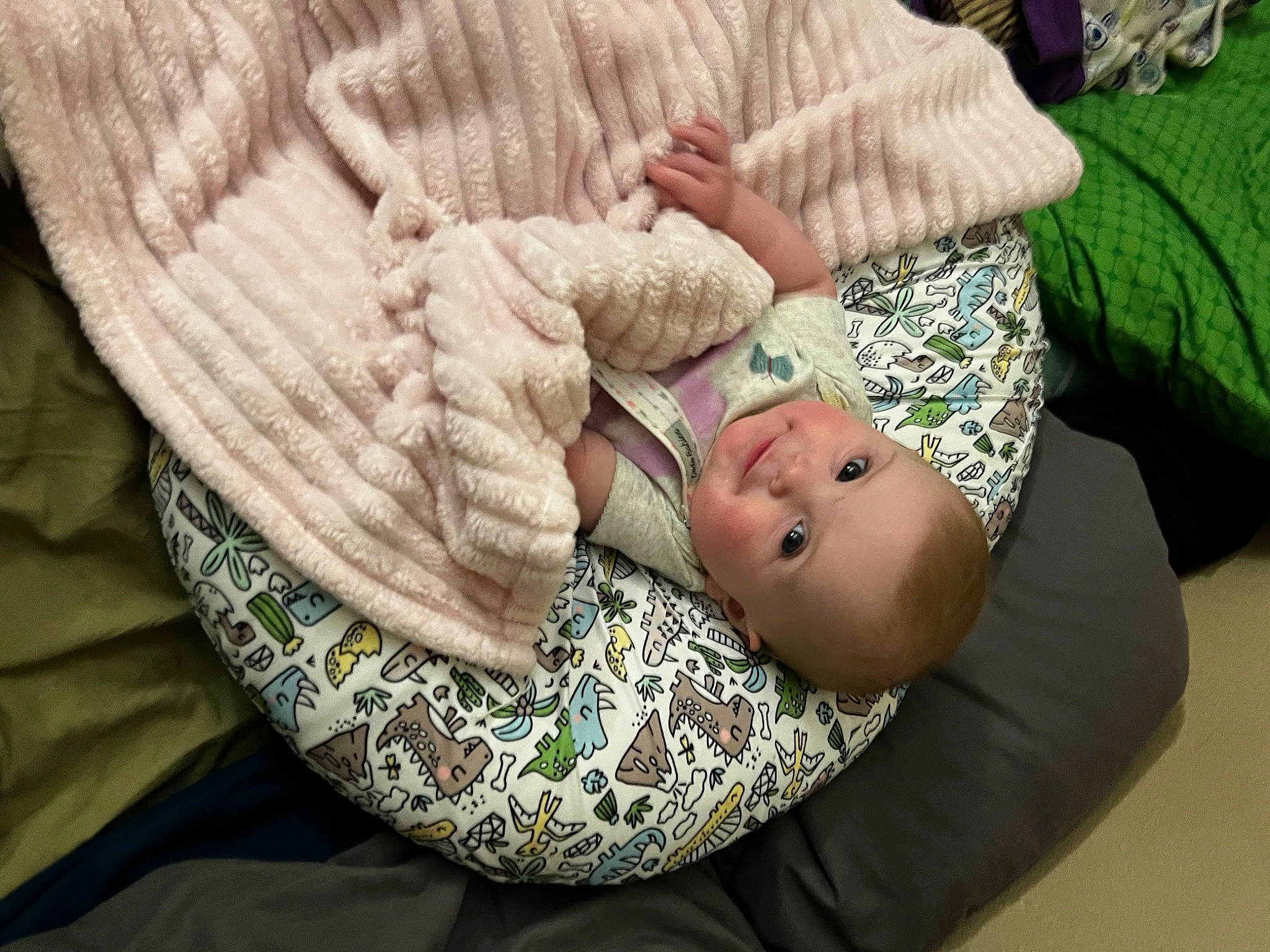 Delilah joined the competition — help win amazing prizes! baby, baby_toddler_clothing, child, comfort, elbow, facial_expression, fashion_accessory, finger, gesture, grass, happy, headgear, interaction, linens, nap, pattern, person, sitting, sleeve, toddler